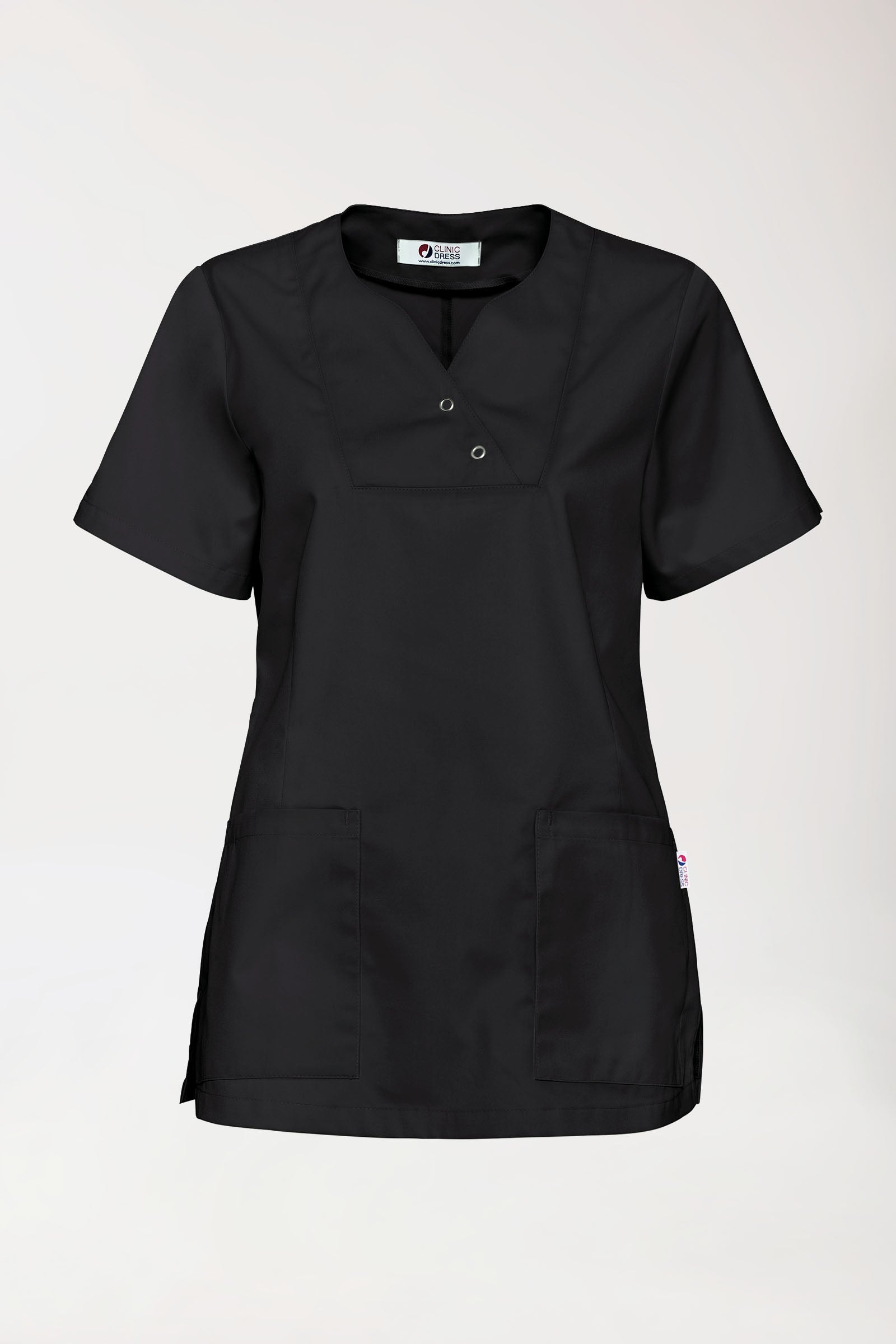 CORE oversteektuniek dames curved fit - met drukknopen zwart