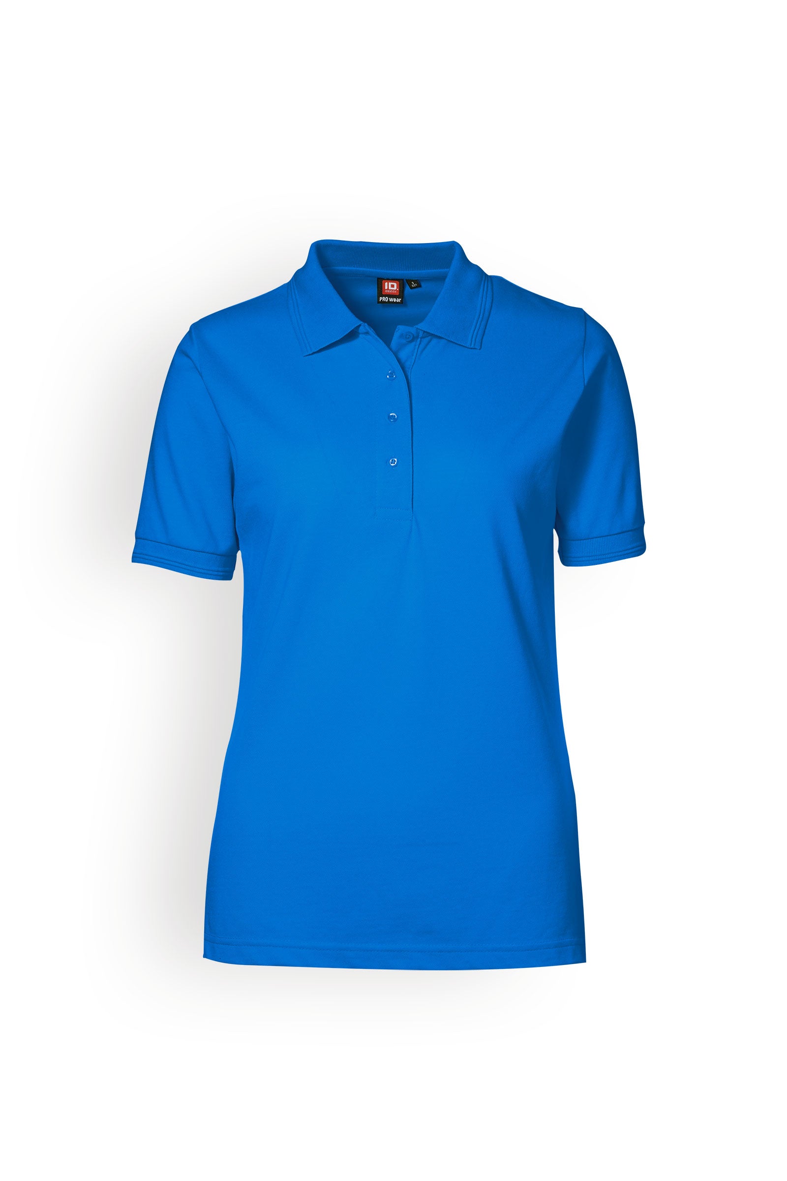 Piqué damesshirt geschikt voor industrieel wassen volgens EN ISO 15797 - polokraag azuurblauw