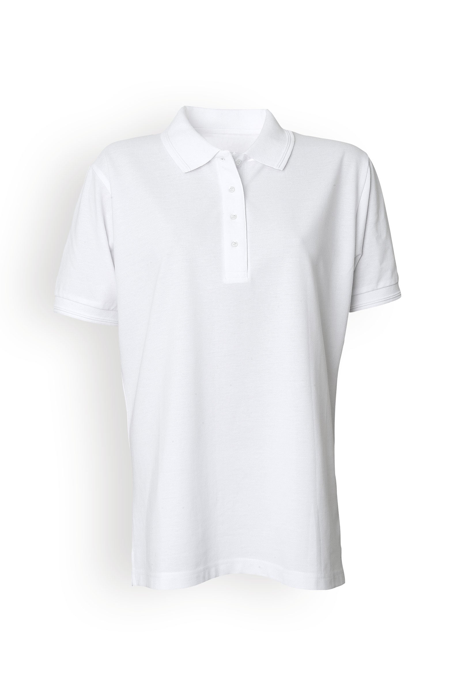 Piqué damesshirt geschikt voor industrieel wassen volgens EN ISO 15797 - polokraag wit