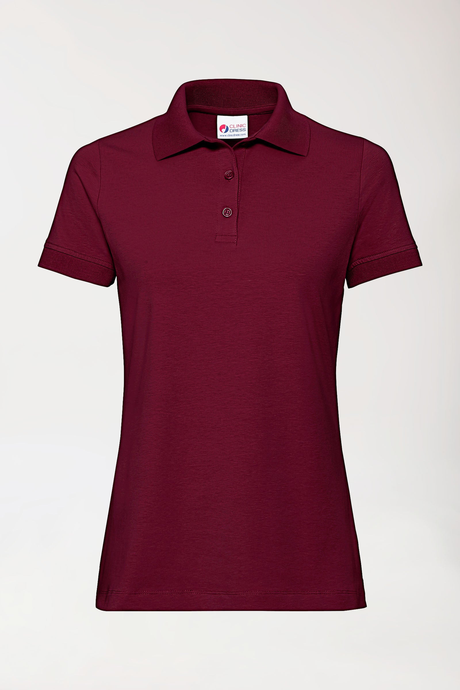 Stretch shirt dames - polokraag-knoopsluiting bordeaux