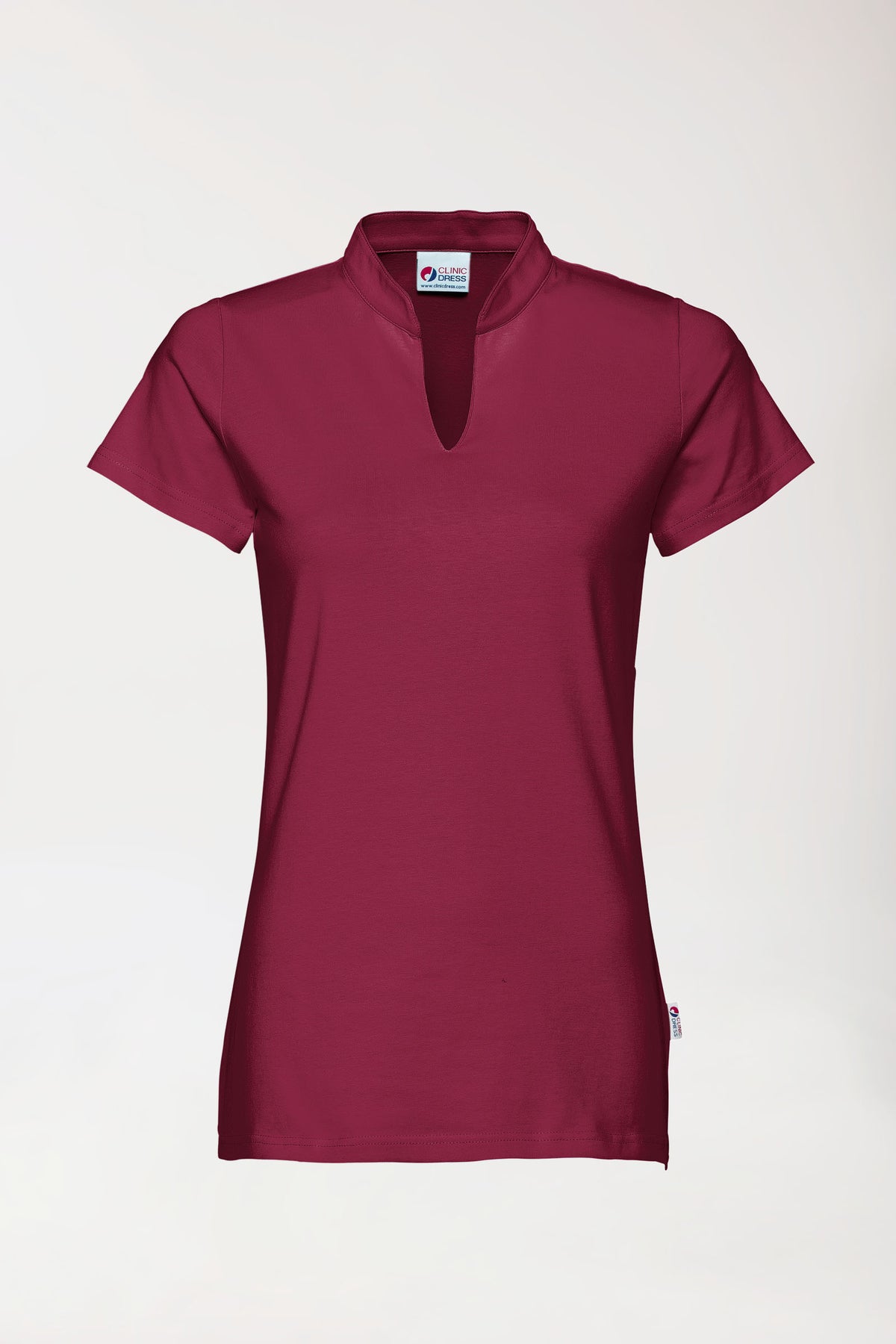 Stretch shirt dames - opstaande kraag bordeaux