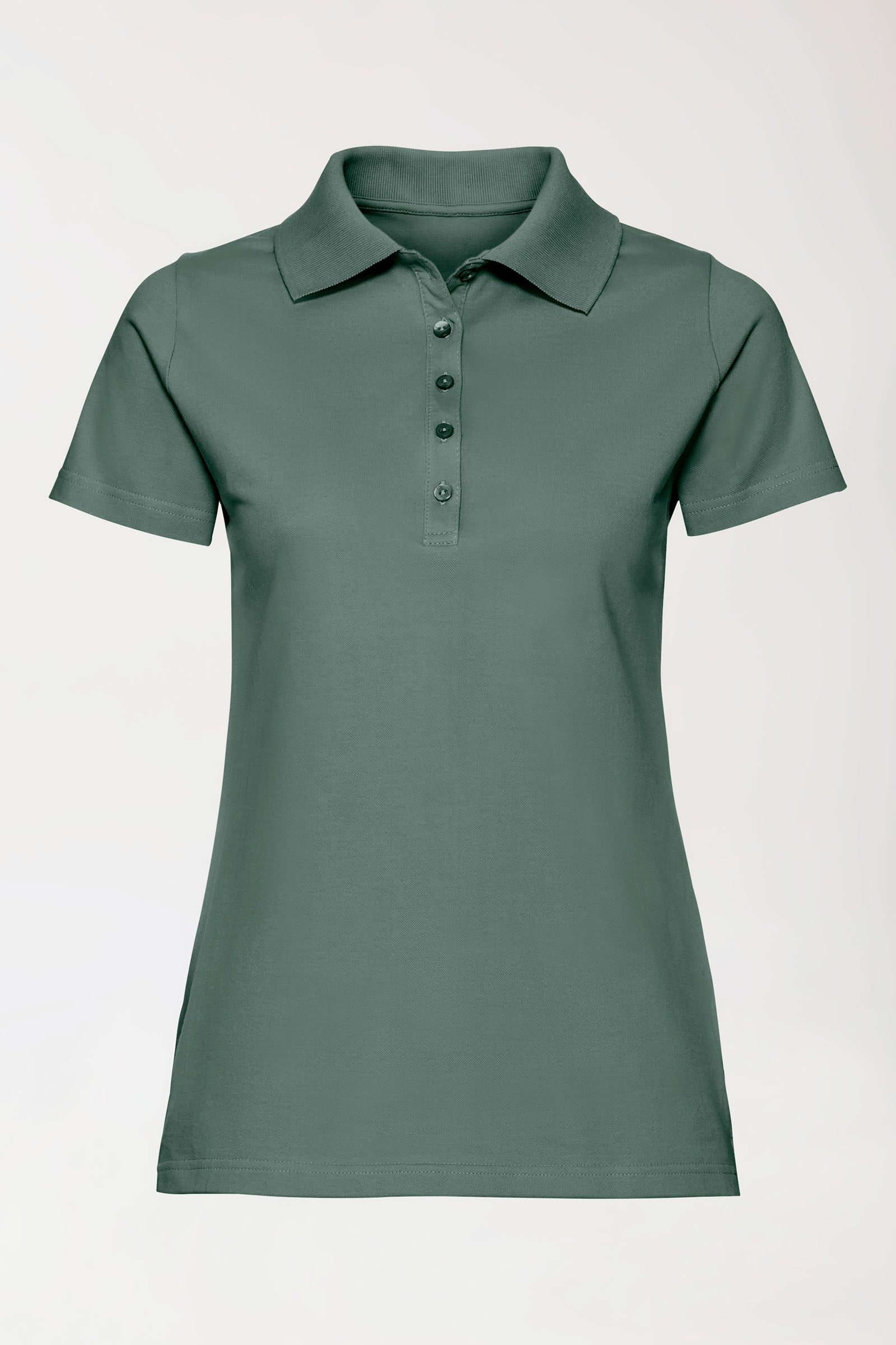 Stretch shirt dames - polokraag donkergroen, Voorzijde view