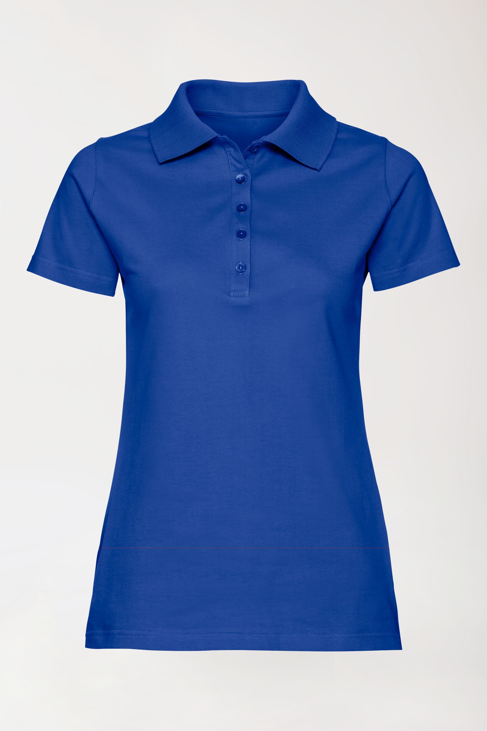 Stretch shirt dames - polokraag koningsblauw, Voorzijde view