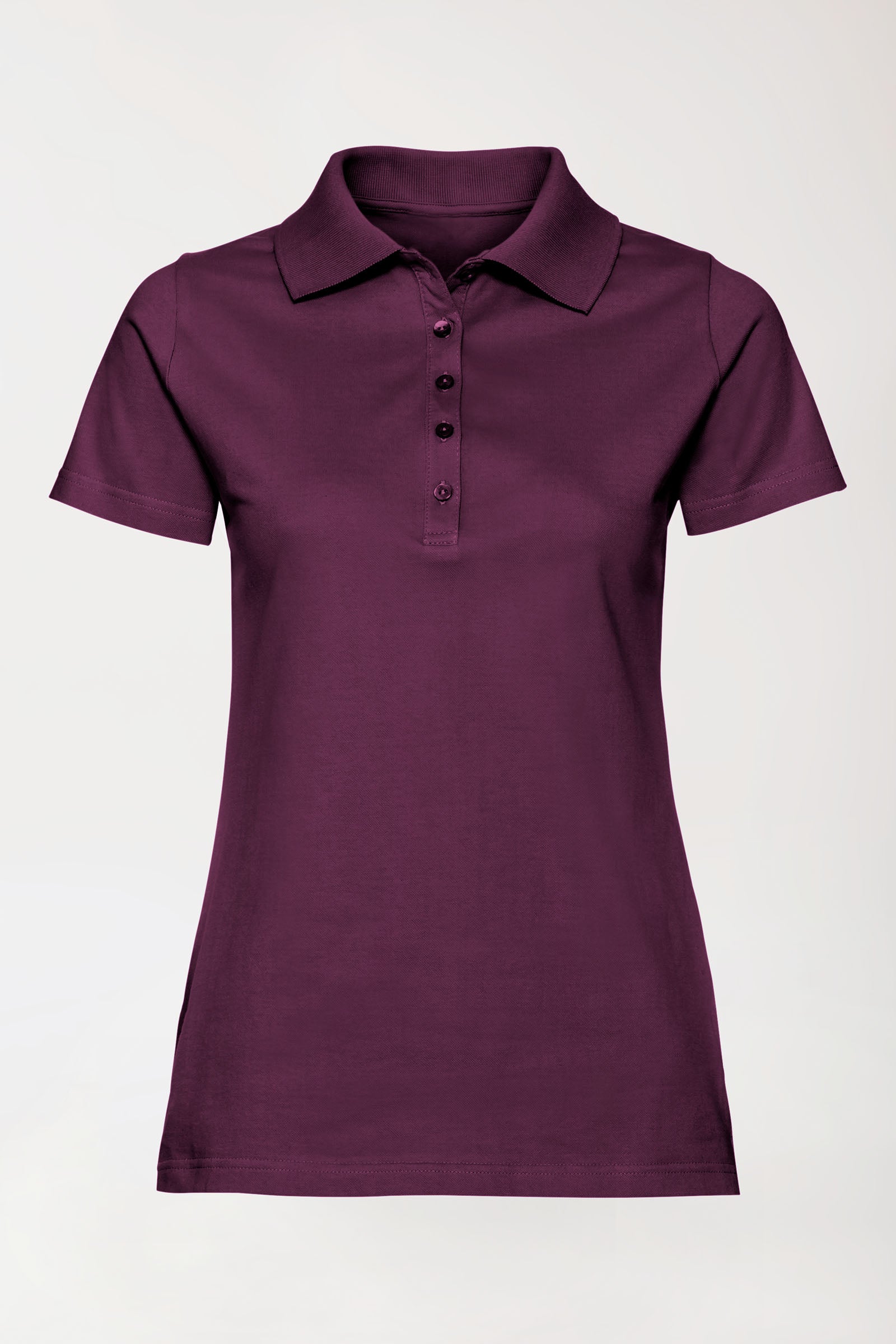 Stretch shirt dames - polokraag pruimen, Voorzijde view