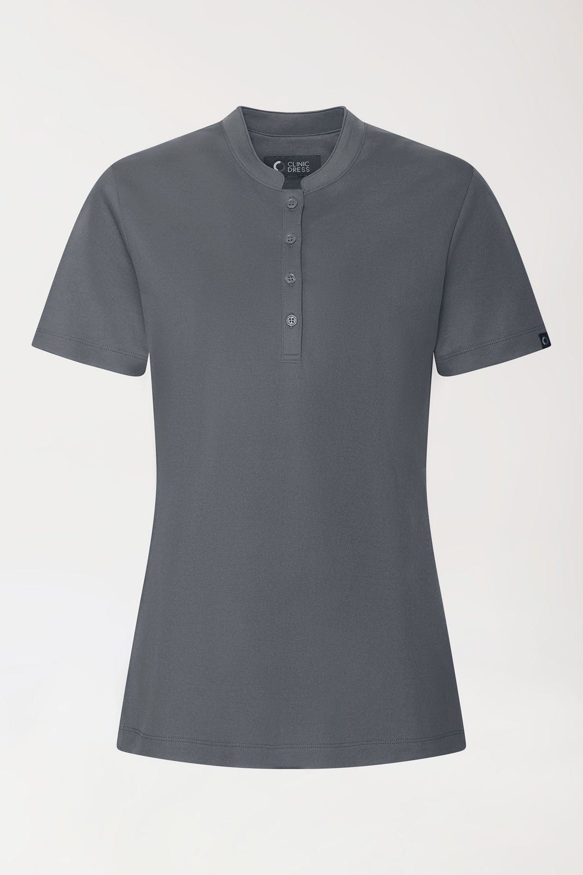COMFY FLEX stretch shirt dames - opstaande kraag steengrijs, Voorzijde view