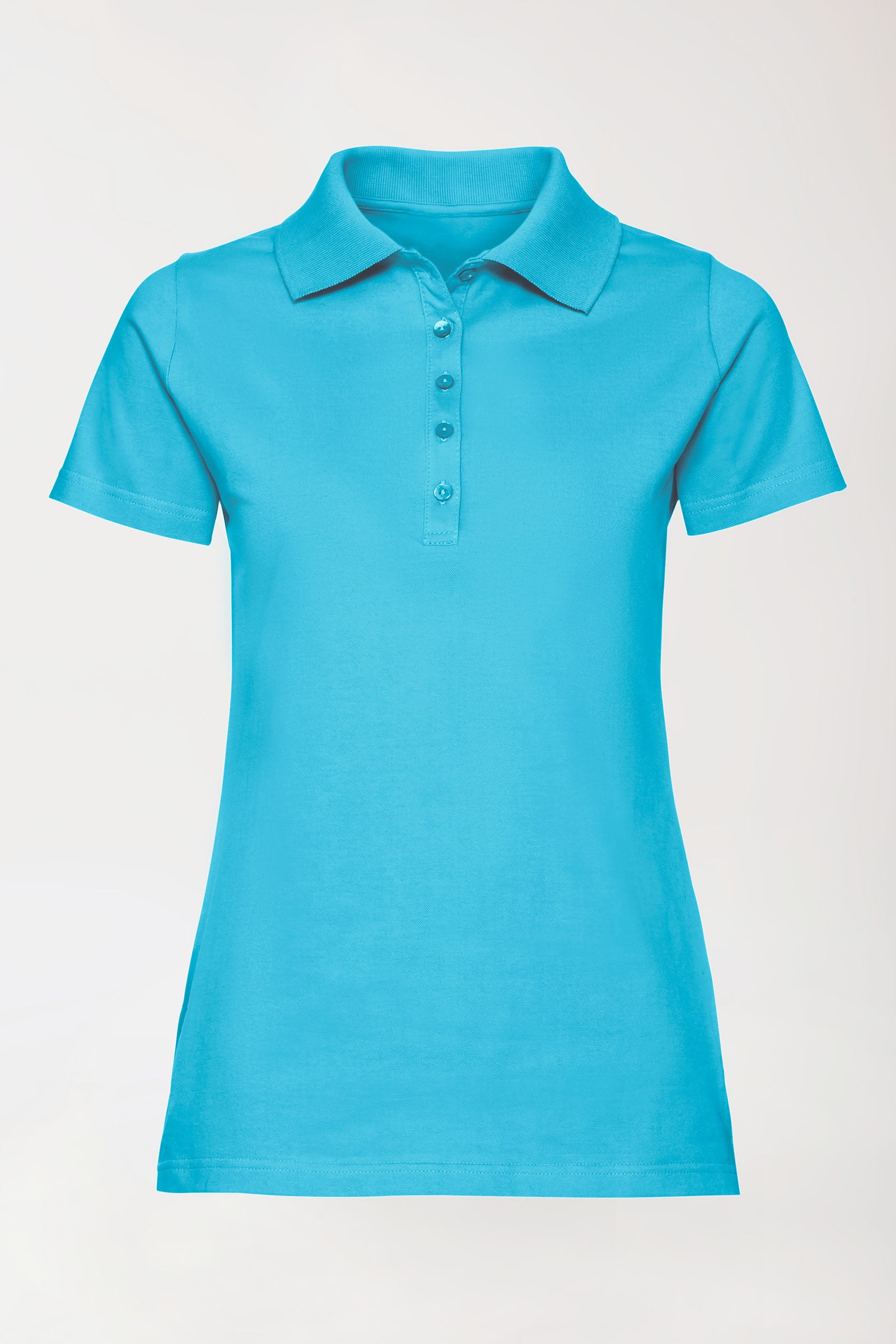 Stretch shirt dames - polokraag turquoise