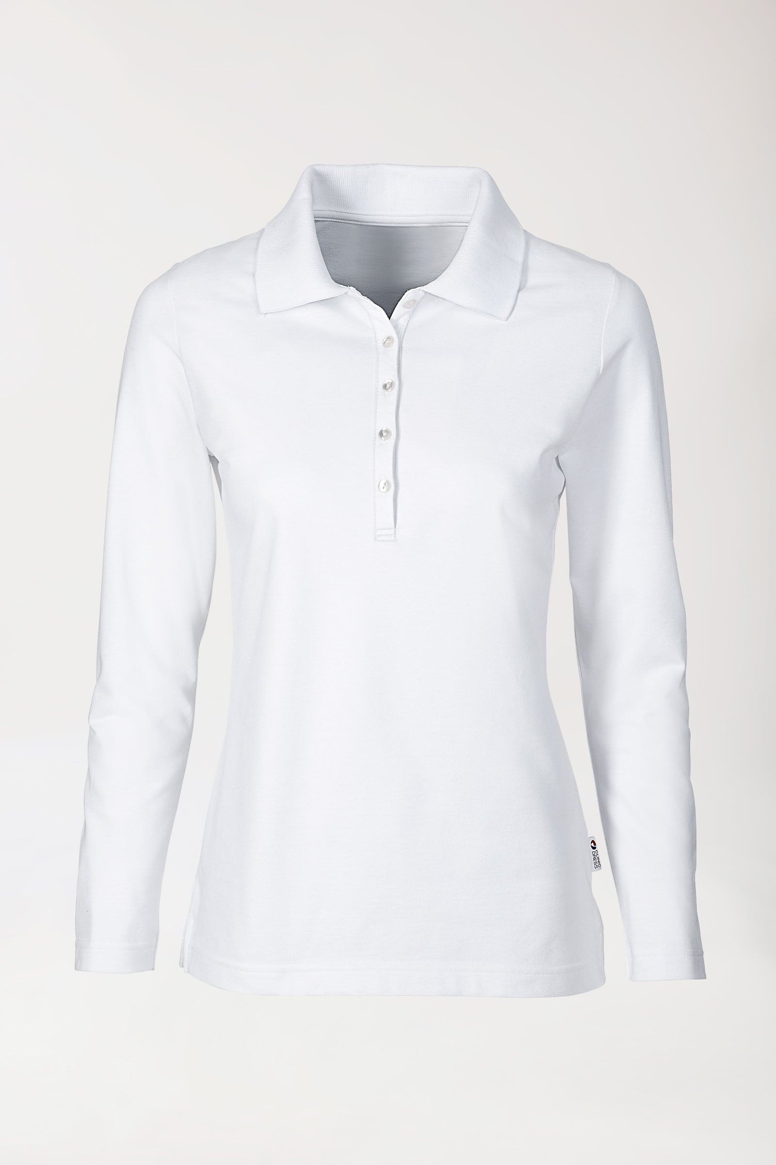 Stretch shirt dames - 1/1 mouw met polokraag wit