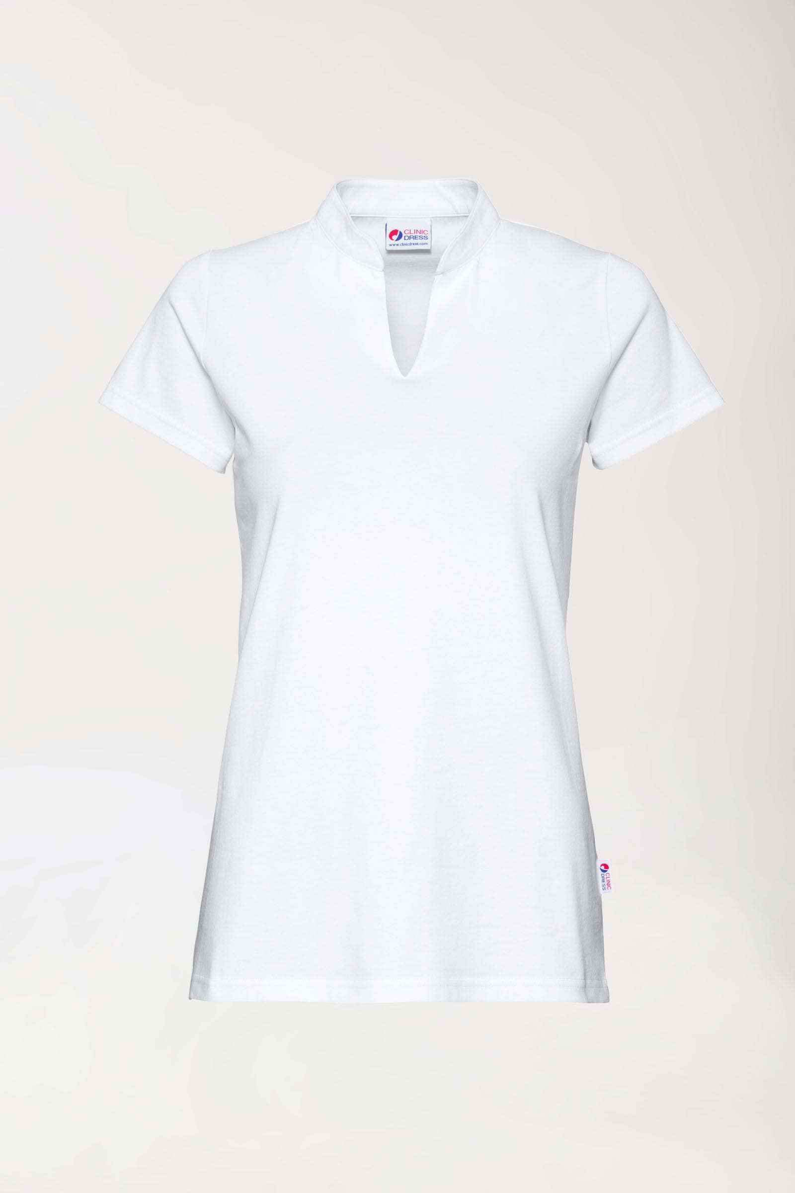 Stretch shirt dames - opstaande kraag wit