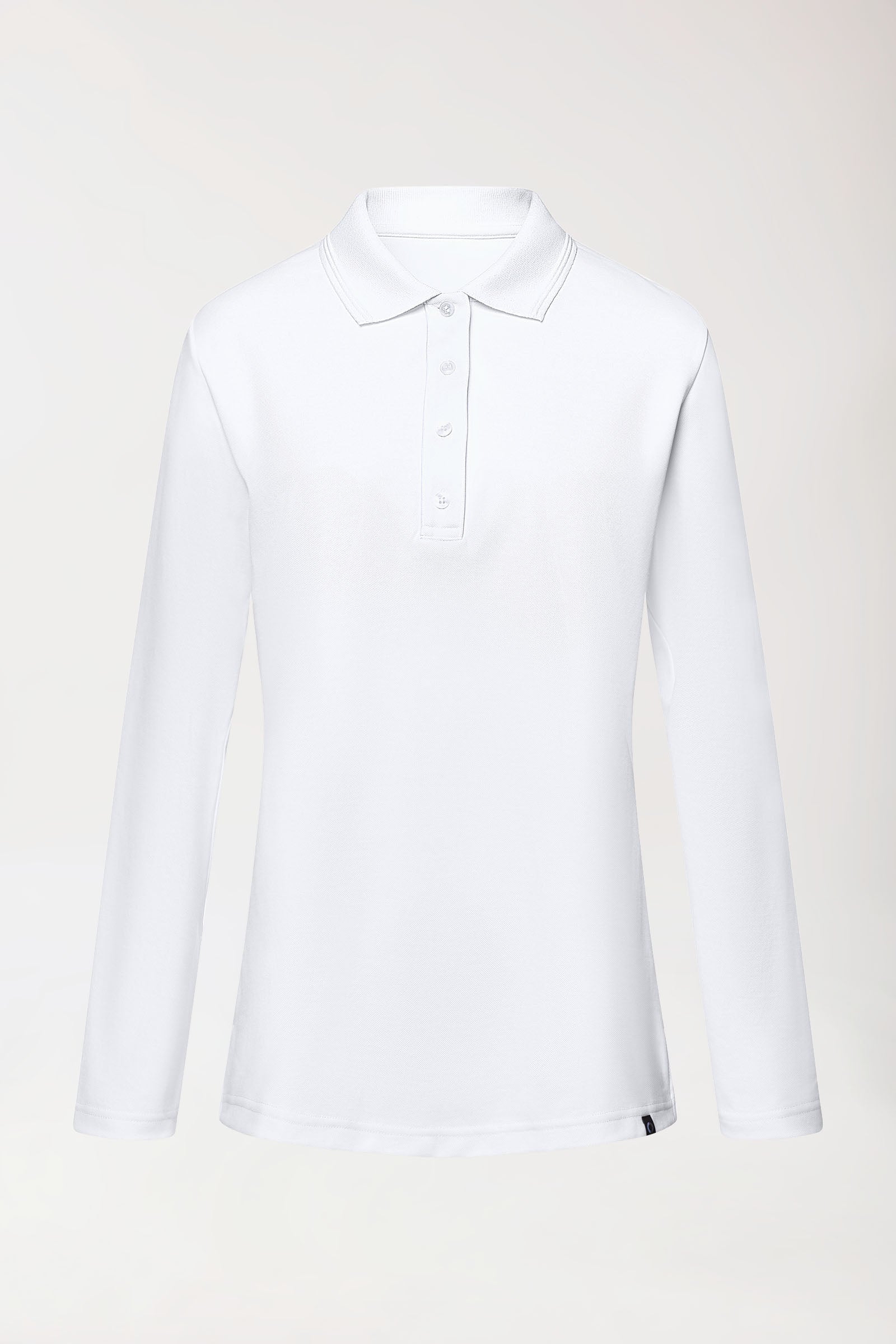 COMFY FLEX stretch longsleeve dames double face piqué - polokraag wit
