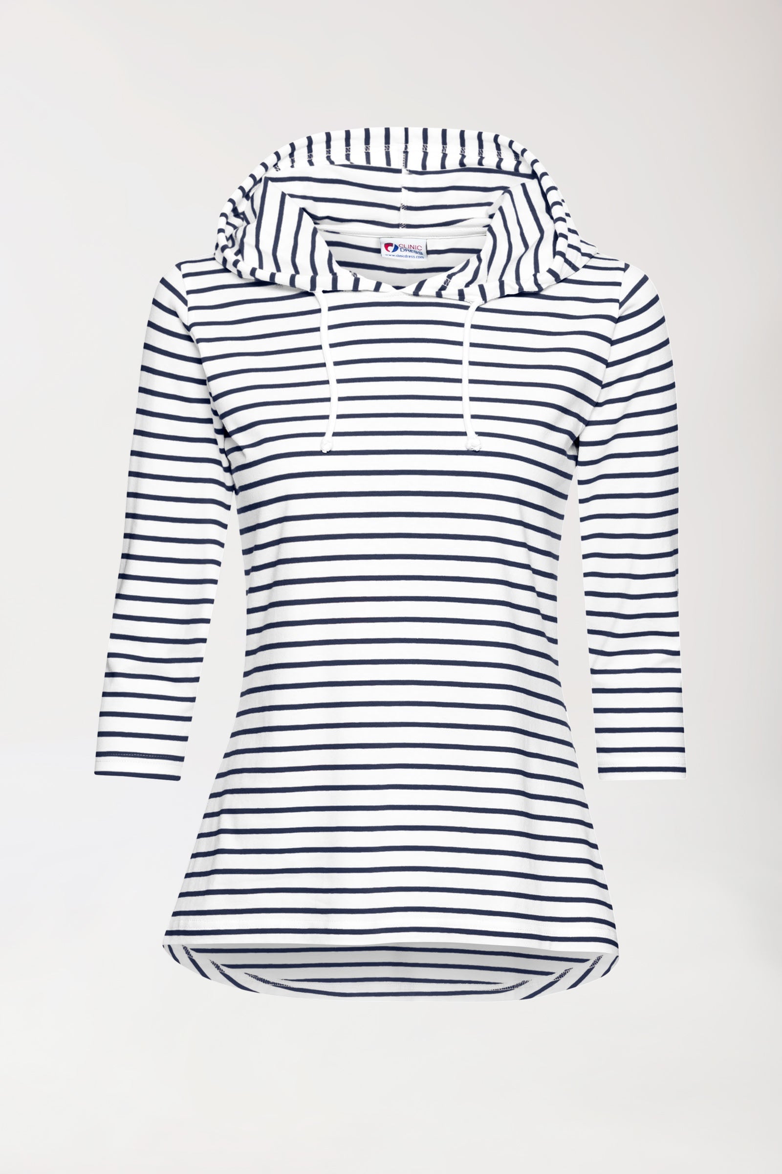 Capuchon shirt dames - 3/4 mouwen wit/navy