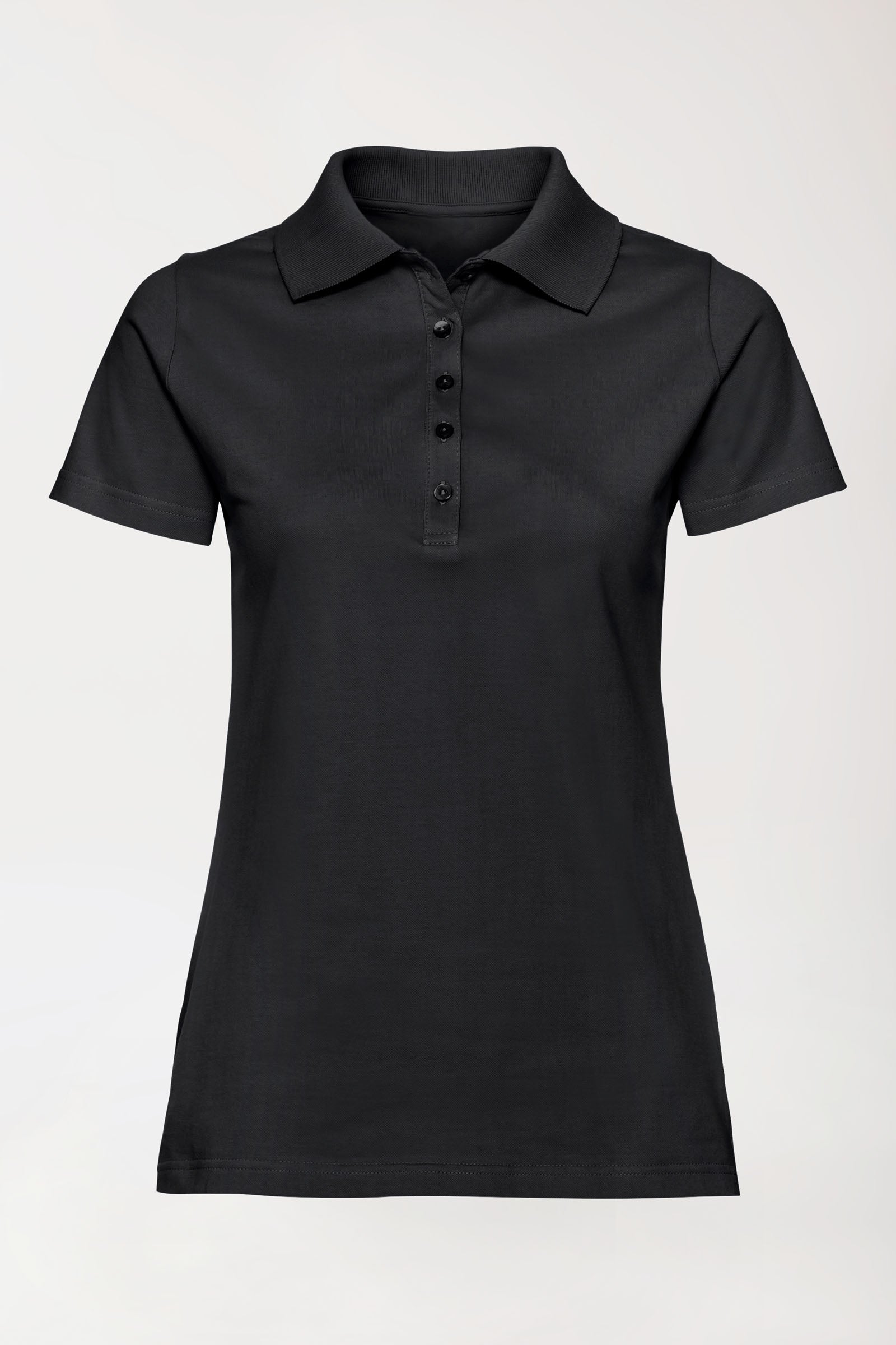 Stretch shirt dames - polokraag zwart
