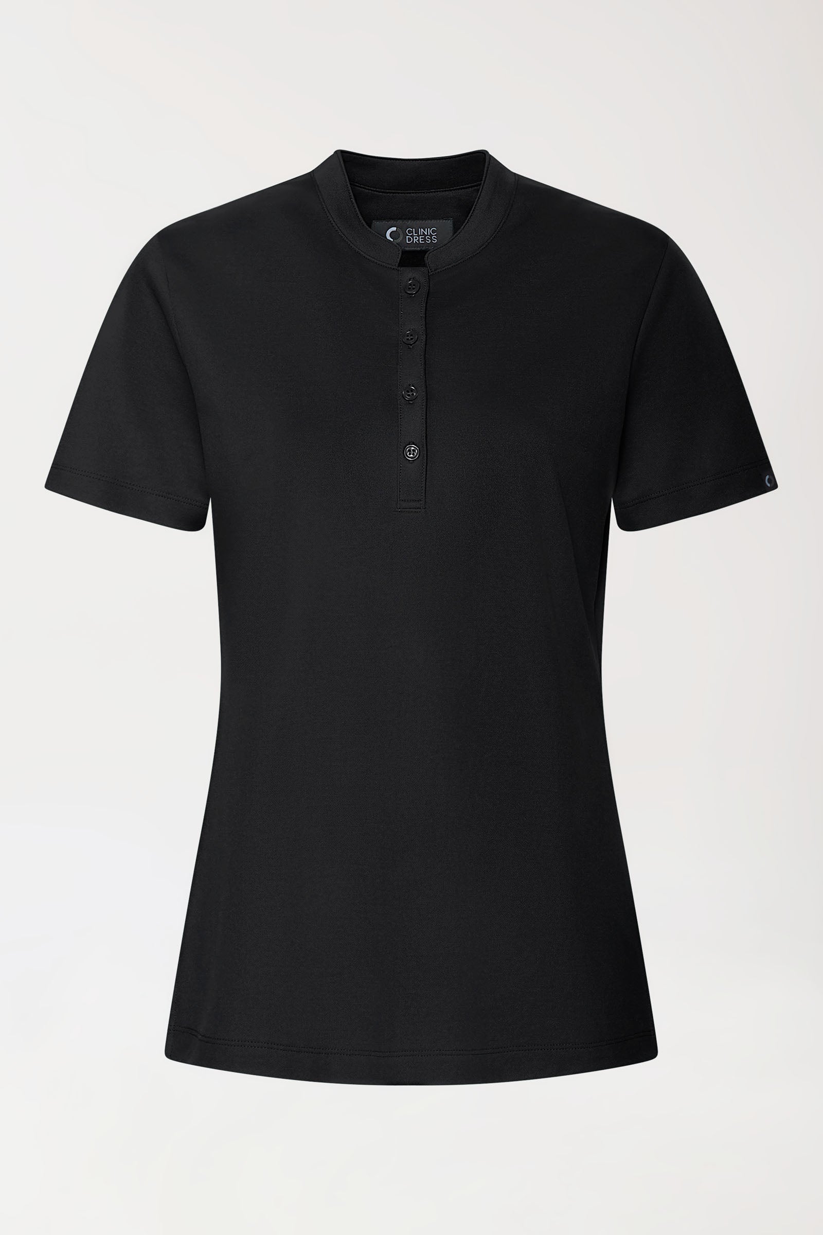 COMFY FLEX stretch shirt dames - opstaande kraag zwart, Voorzijde view