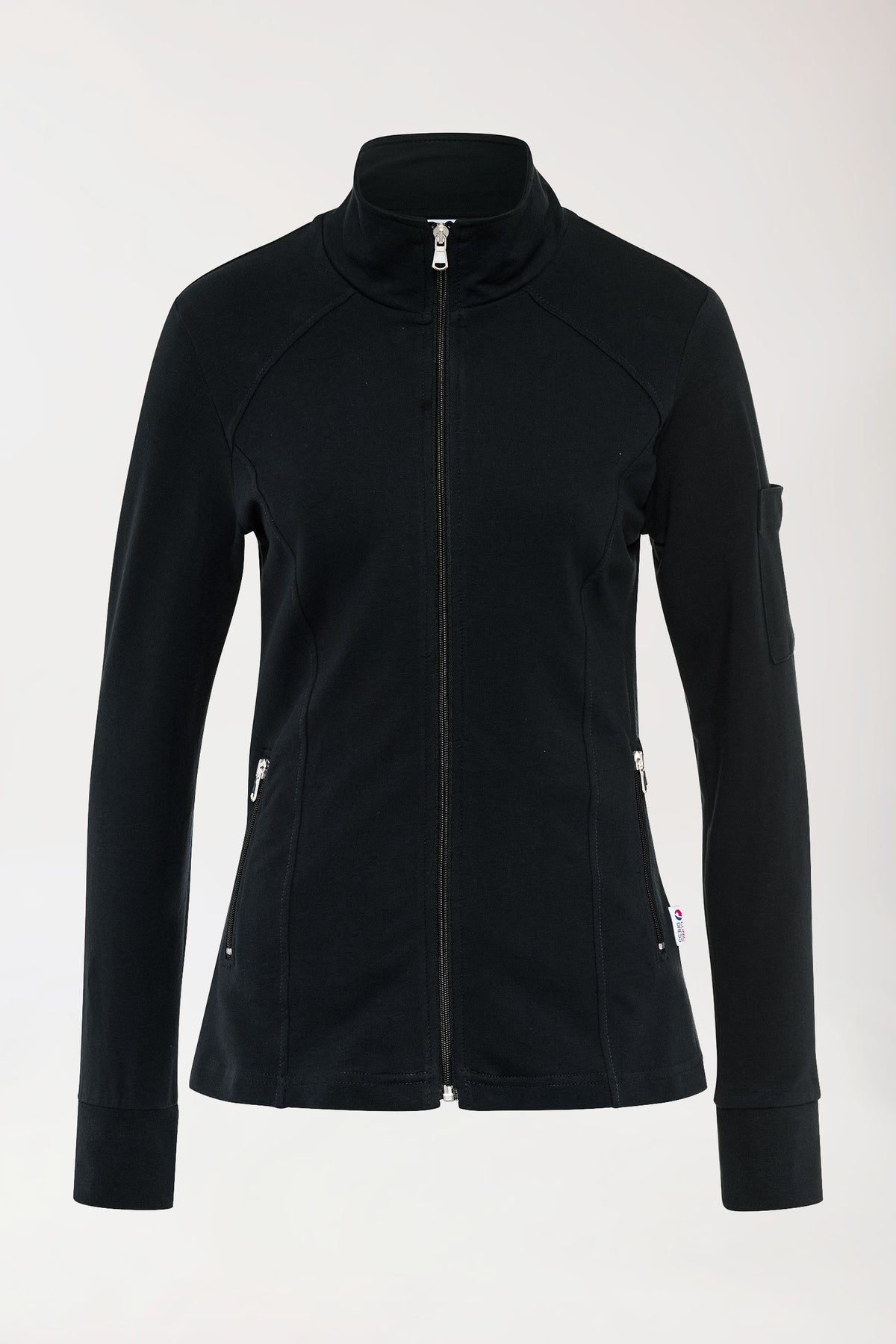 Sweatjack dames - opstaande kraag zwart