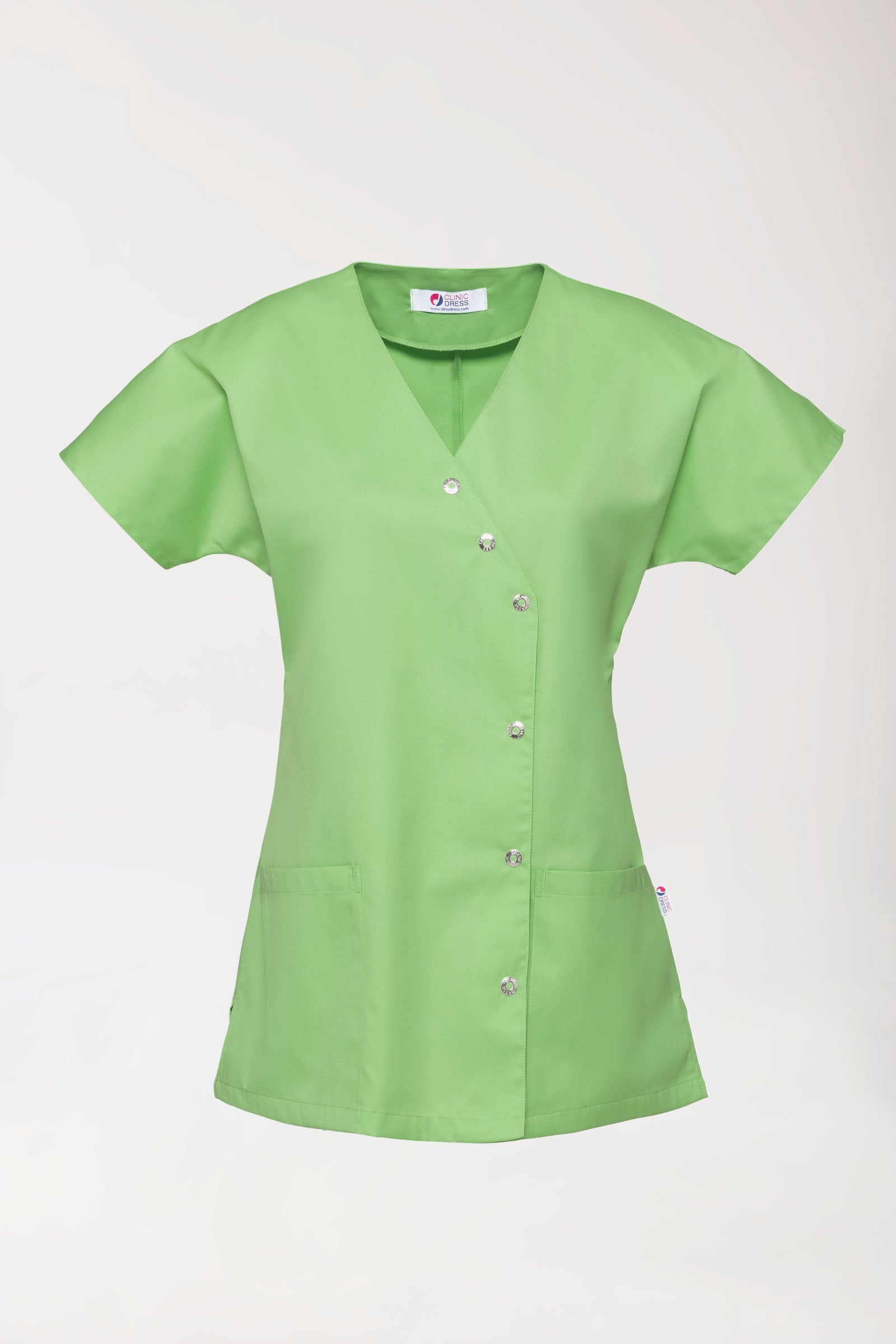 Beauty tuniek dames - asymmetrische knoopsluiting appelgroen