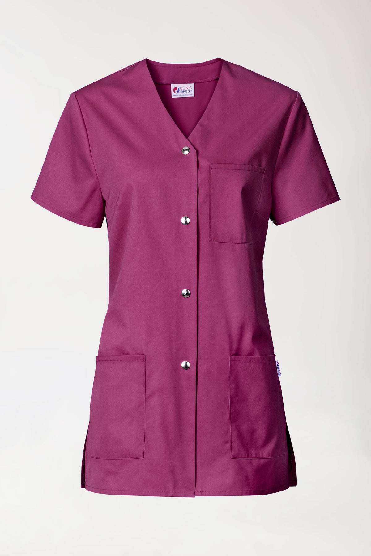 Beauty tuniek dames - met knoopsluiting berry, Voorzijde view