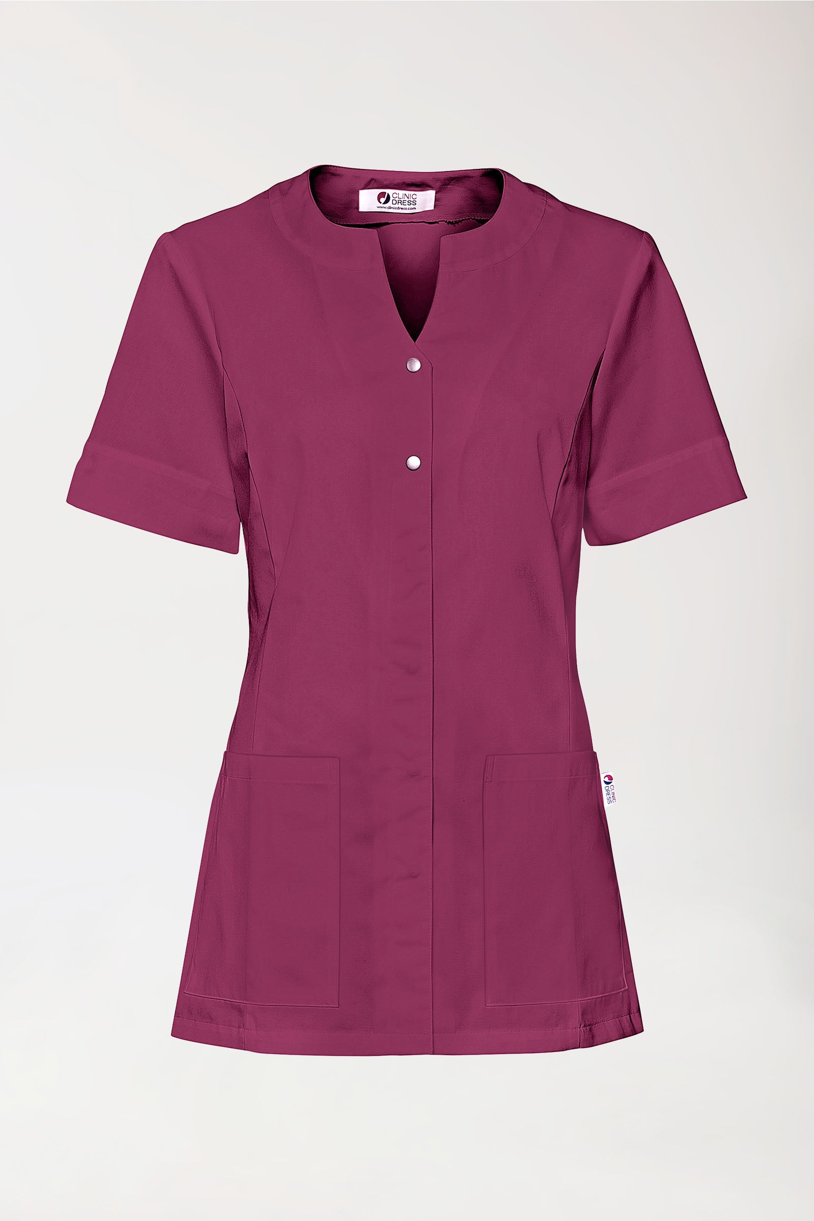 Beauty tuniek dames - bedekte knoopsluiting berry