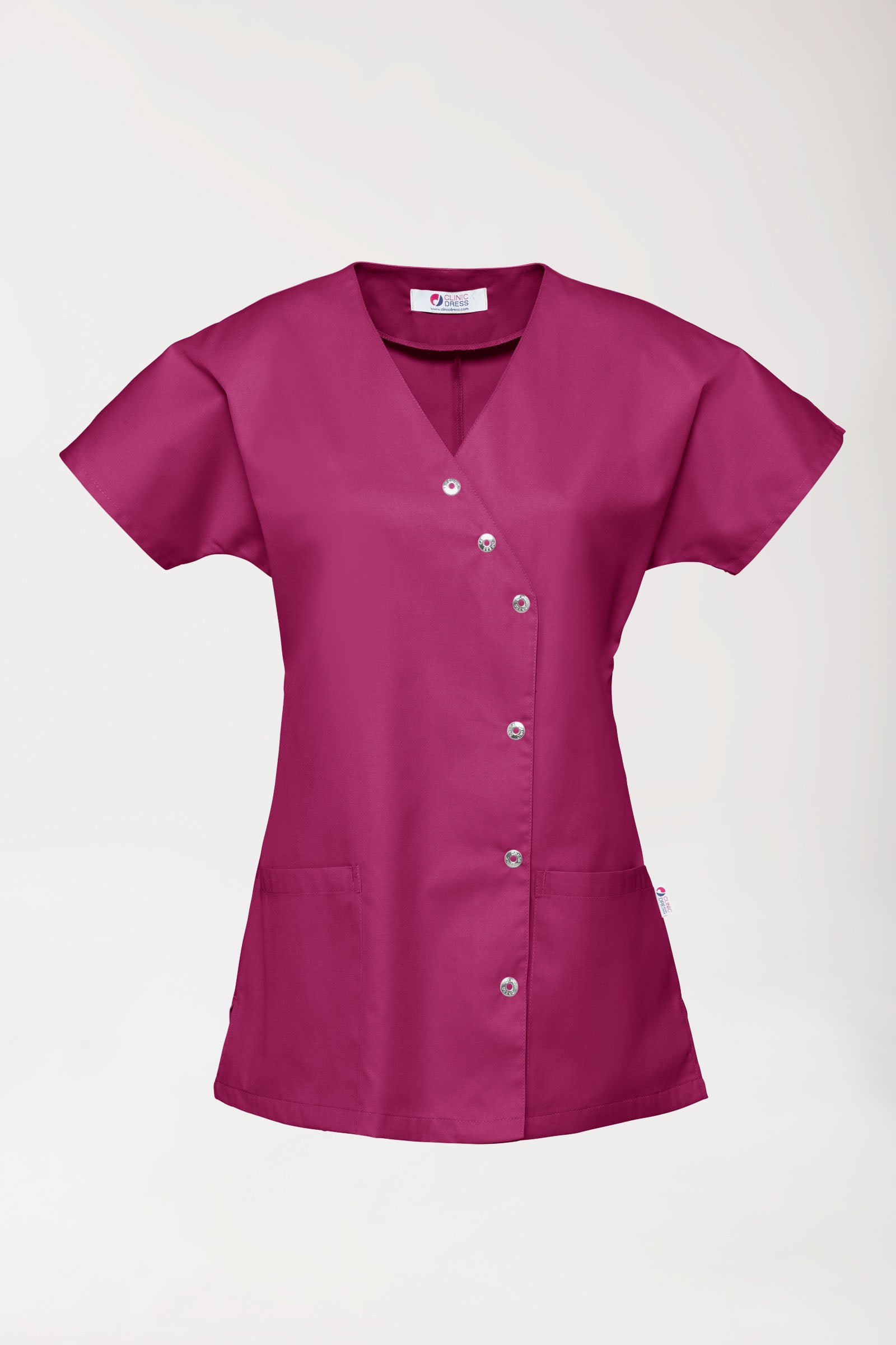 Beauty tuniek dames - asymmetrische knoopsluiting berry