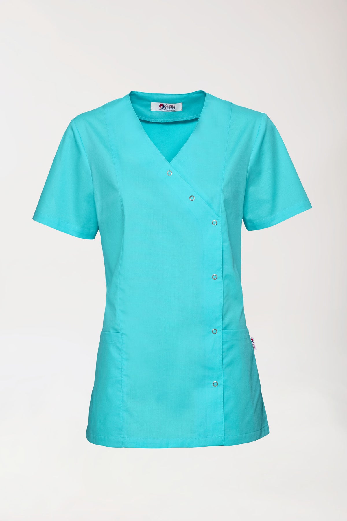 Stretch tuniek dames - met knoopluiting blue curaçao