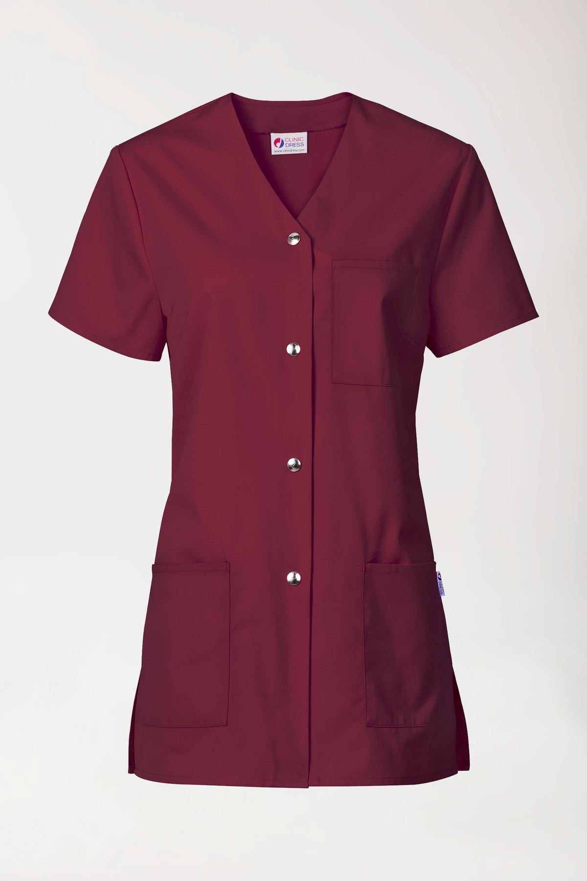 Beauty tuniek dames - met knoopsluiting bordeaux