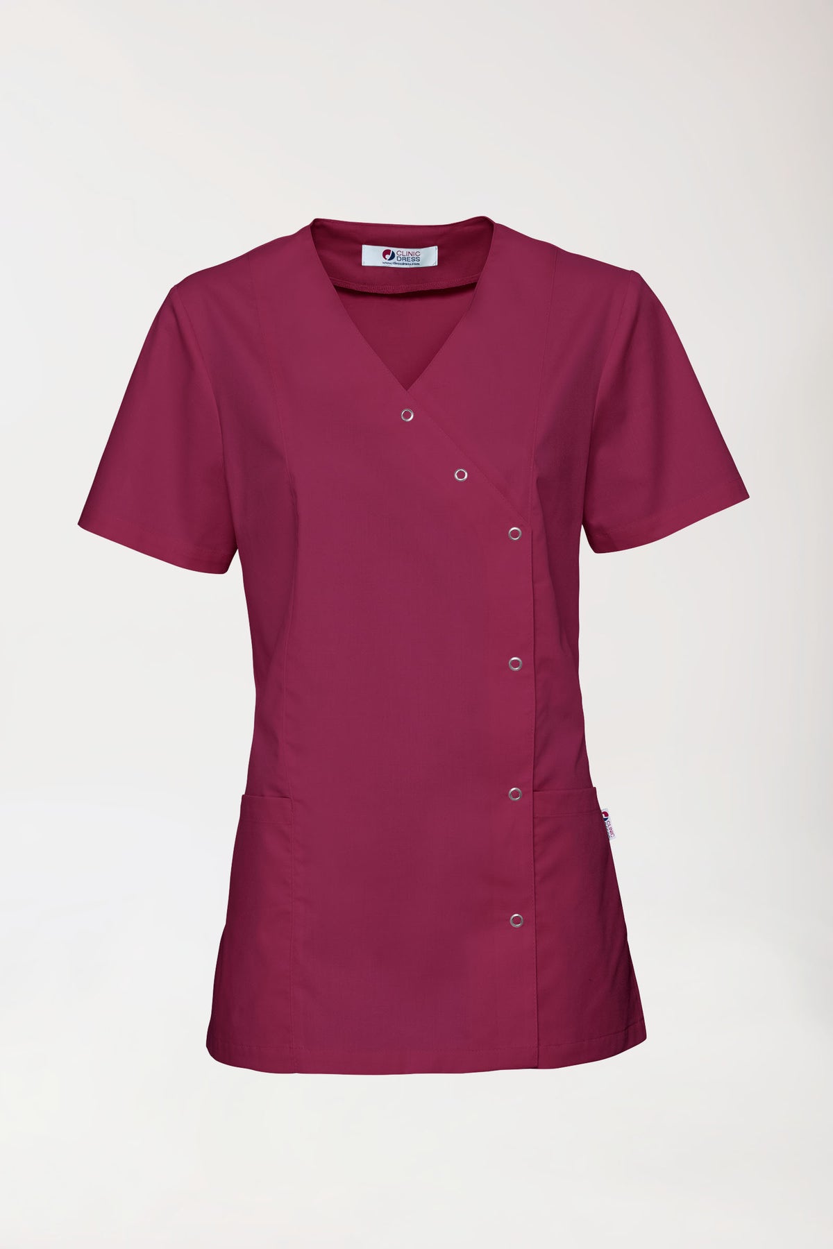 Stretch tuniek dames - met knoopluiting bordeaux