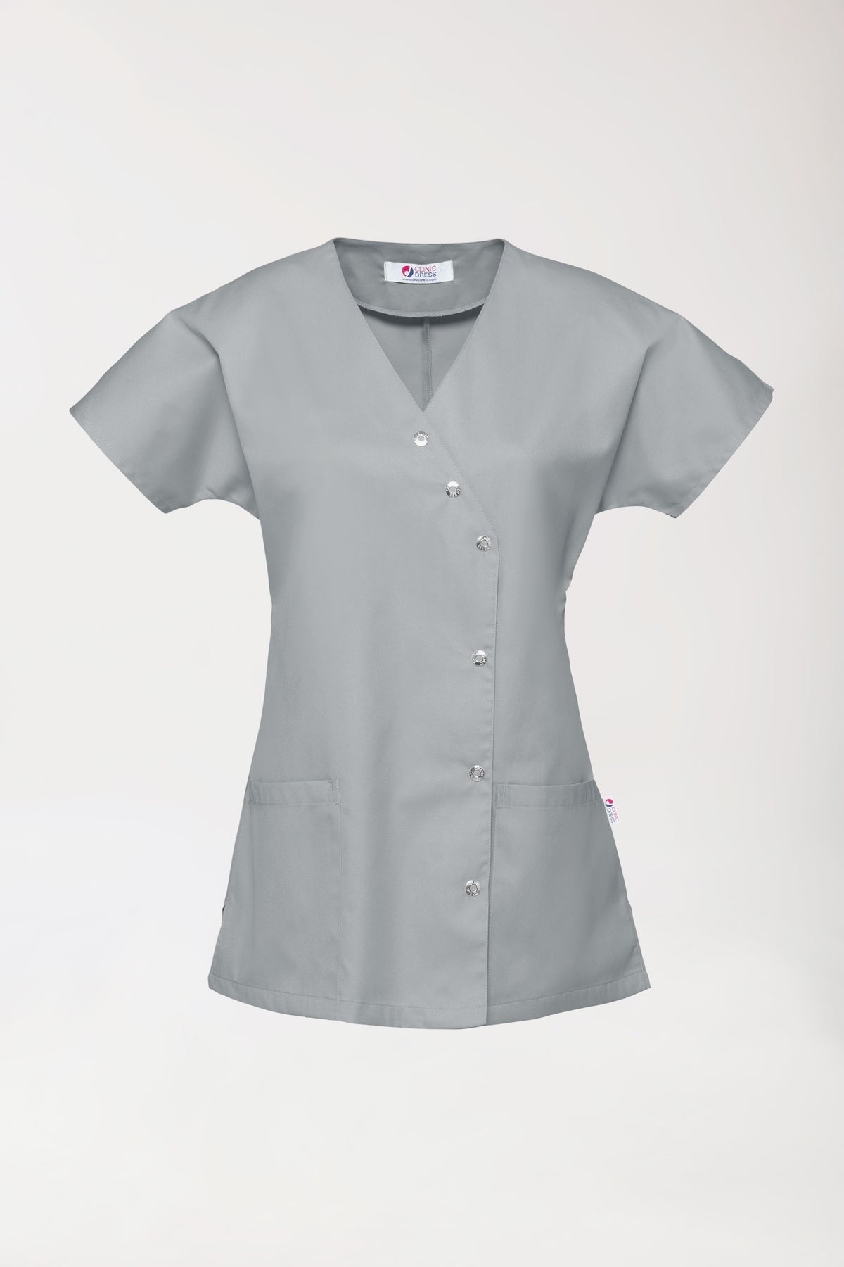 Beauty tuniek dames - asymmetrische knoopsluiting grijs