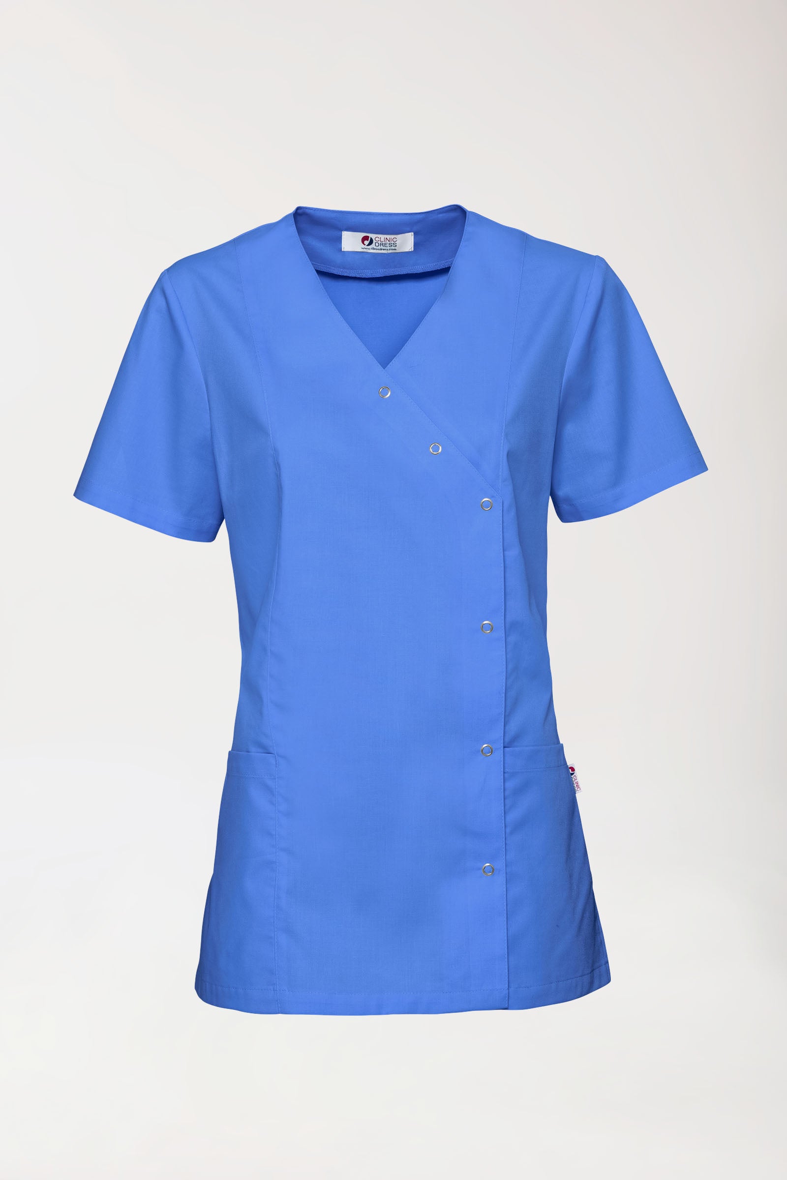 Stretch tuniek dames - met knoopluiting koningsblauw