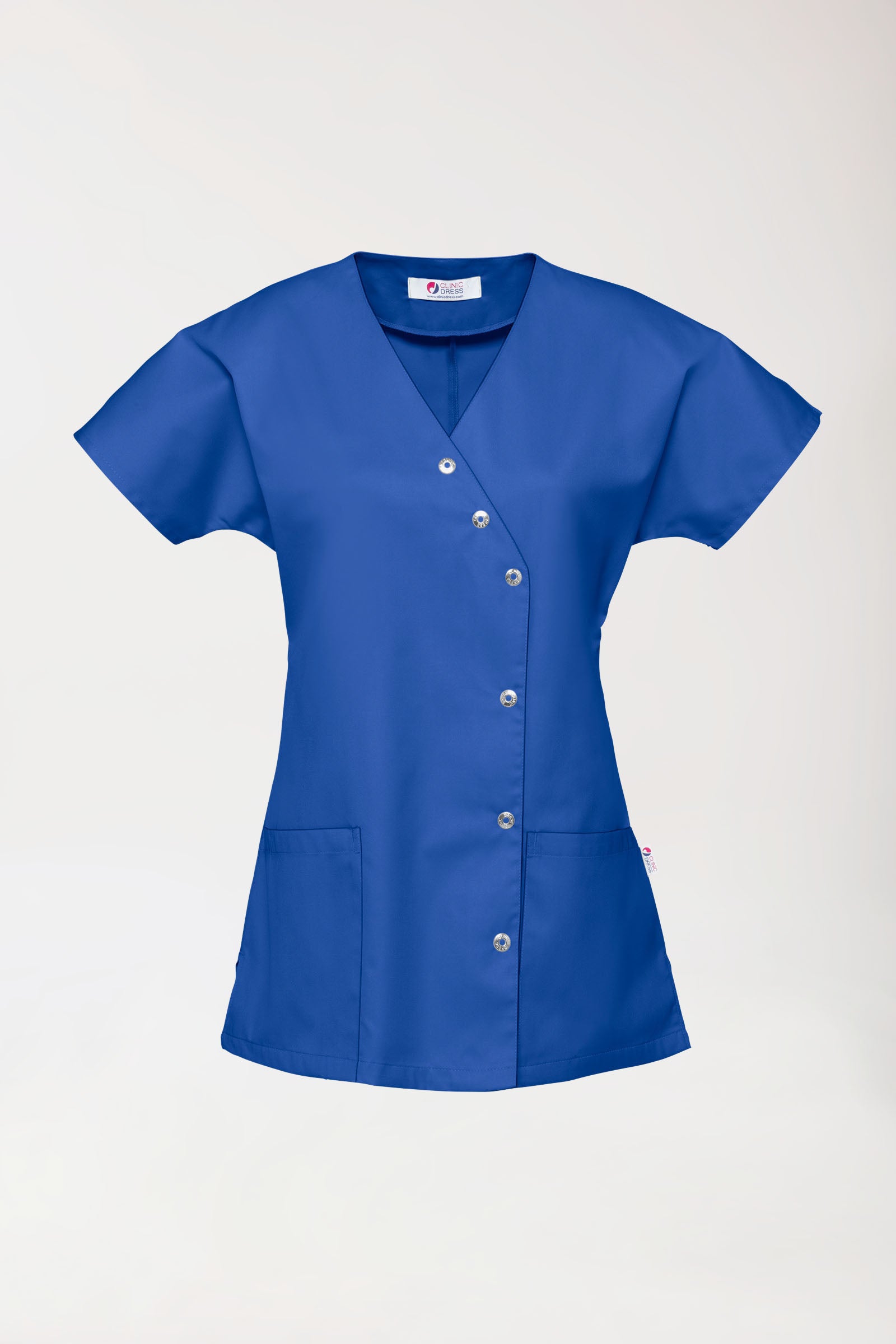 Beauty tuniek dames - asymmetrische knoopsluiting koningsblauw