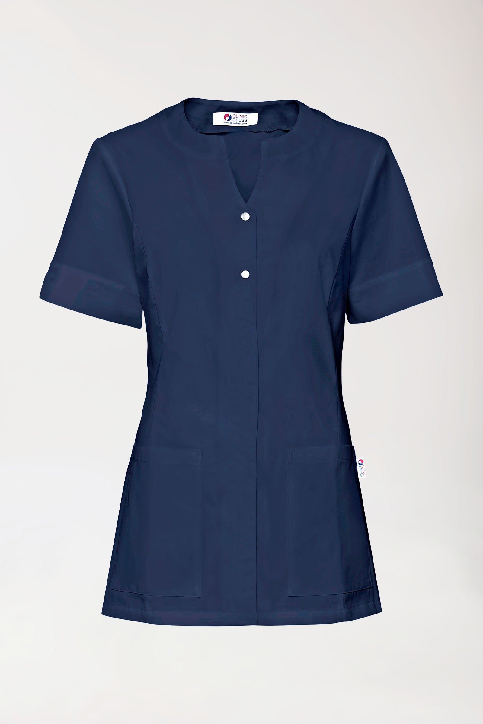 Beauty tuniek dames - bedekte knoopsluiting navy