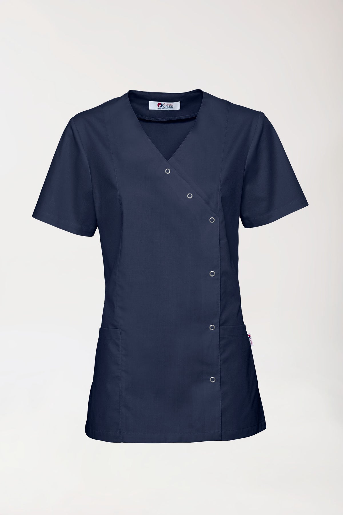Stretch tuniek dames - met knoopluiting navy, Voorzijde view