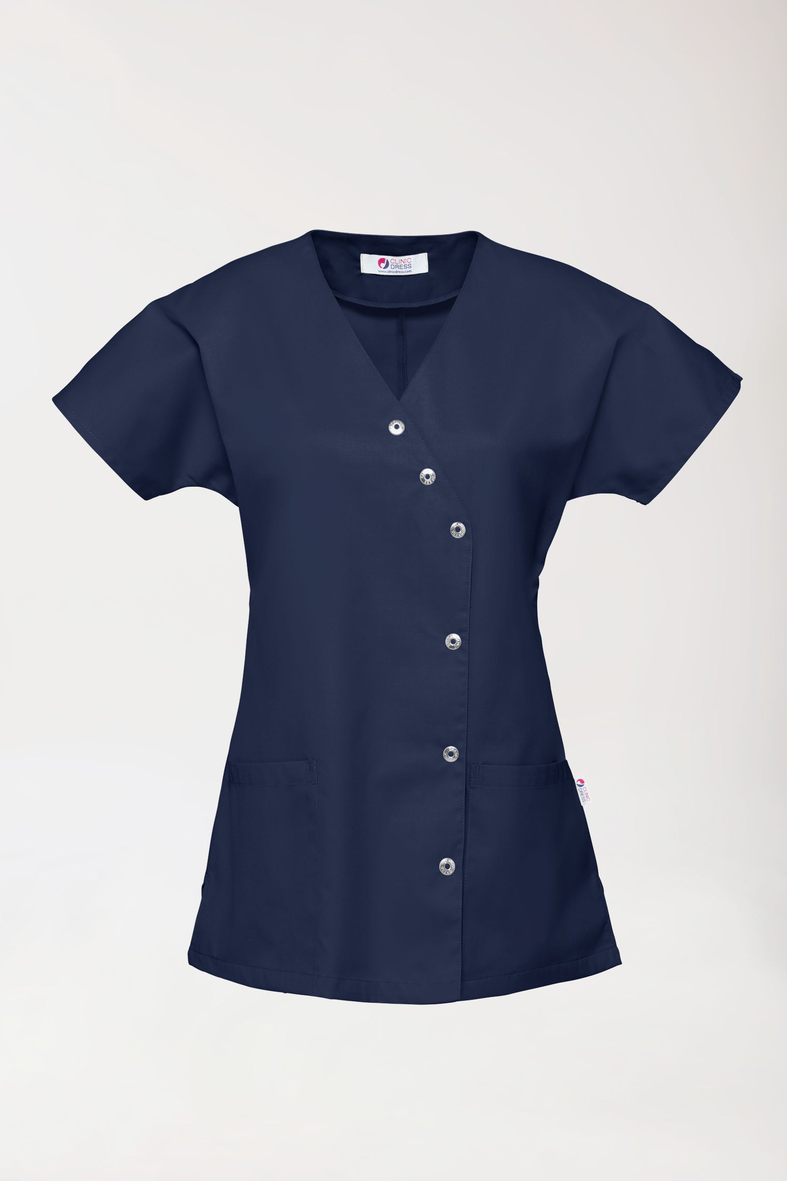 Beauty tuniek dames - asymmetrische knoopsluiting navy