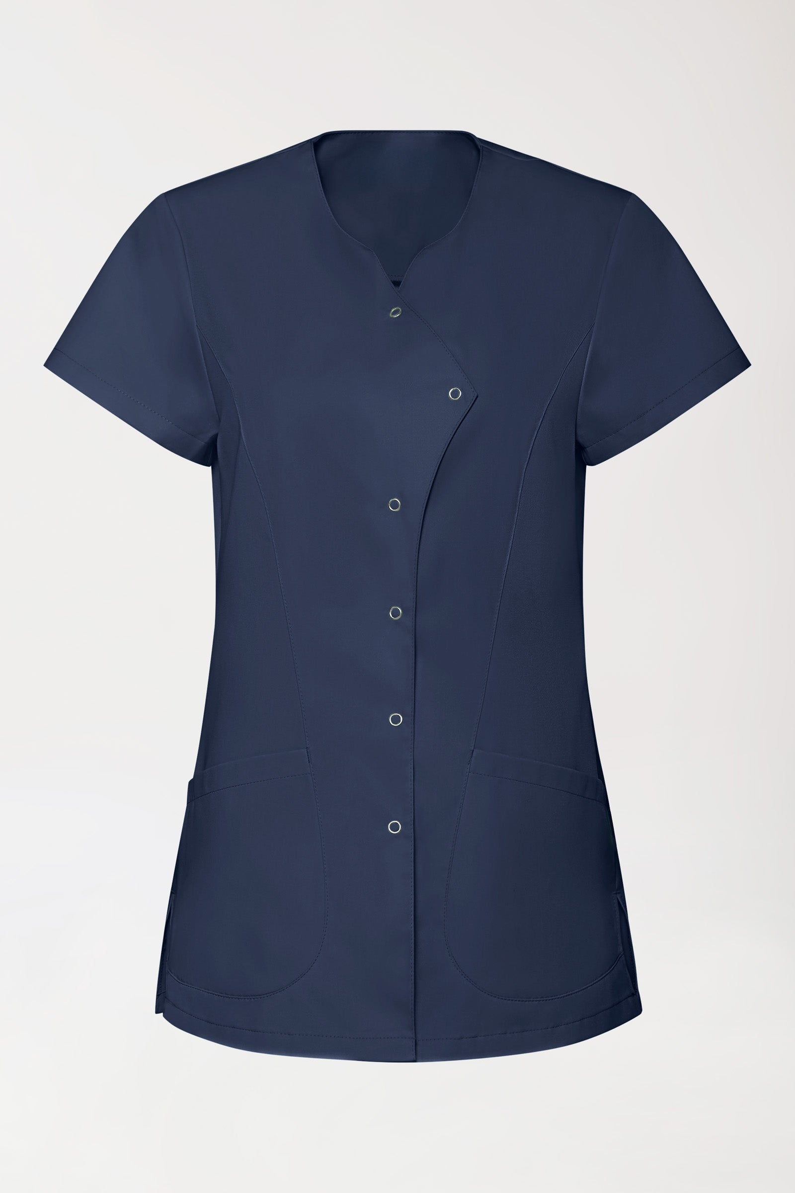 GREEN Stretch tuniek dames - asymetrische knoopsluiting navy, Voorzijde view