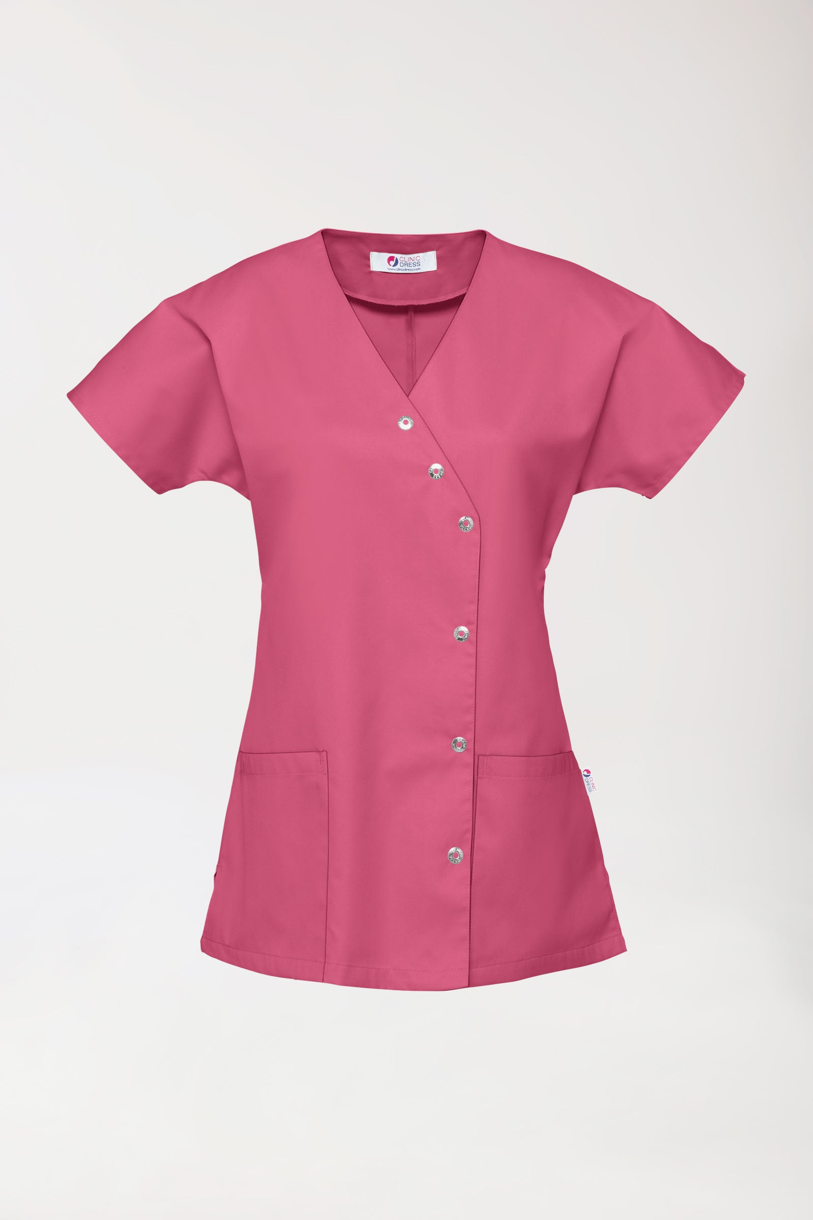 Beauty tuniek dames - asymmetrische knoopsluiting oudrose