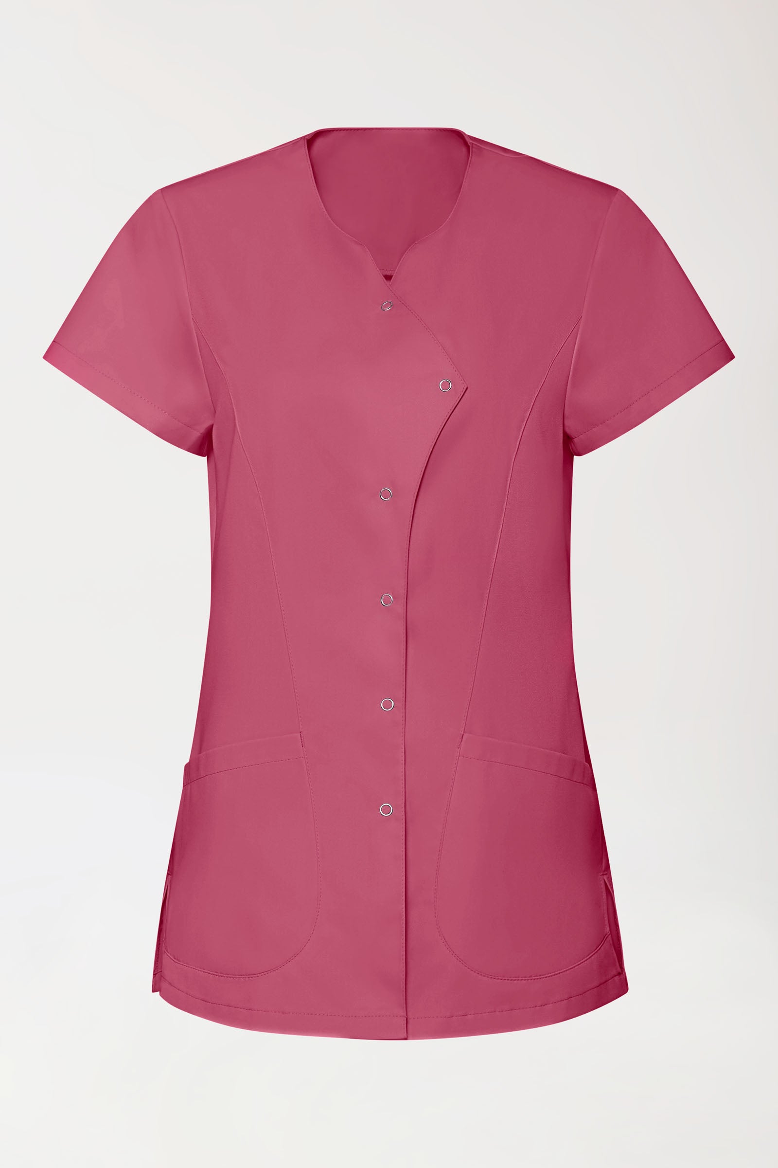 GREEN Stretch tuniek dames - asymetrische knoopsluiting oud rose, Voorzijde view