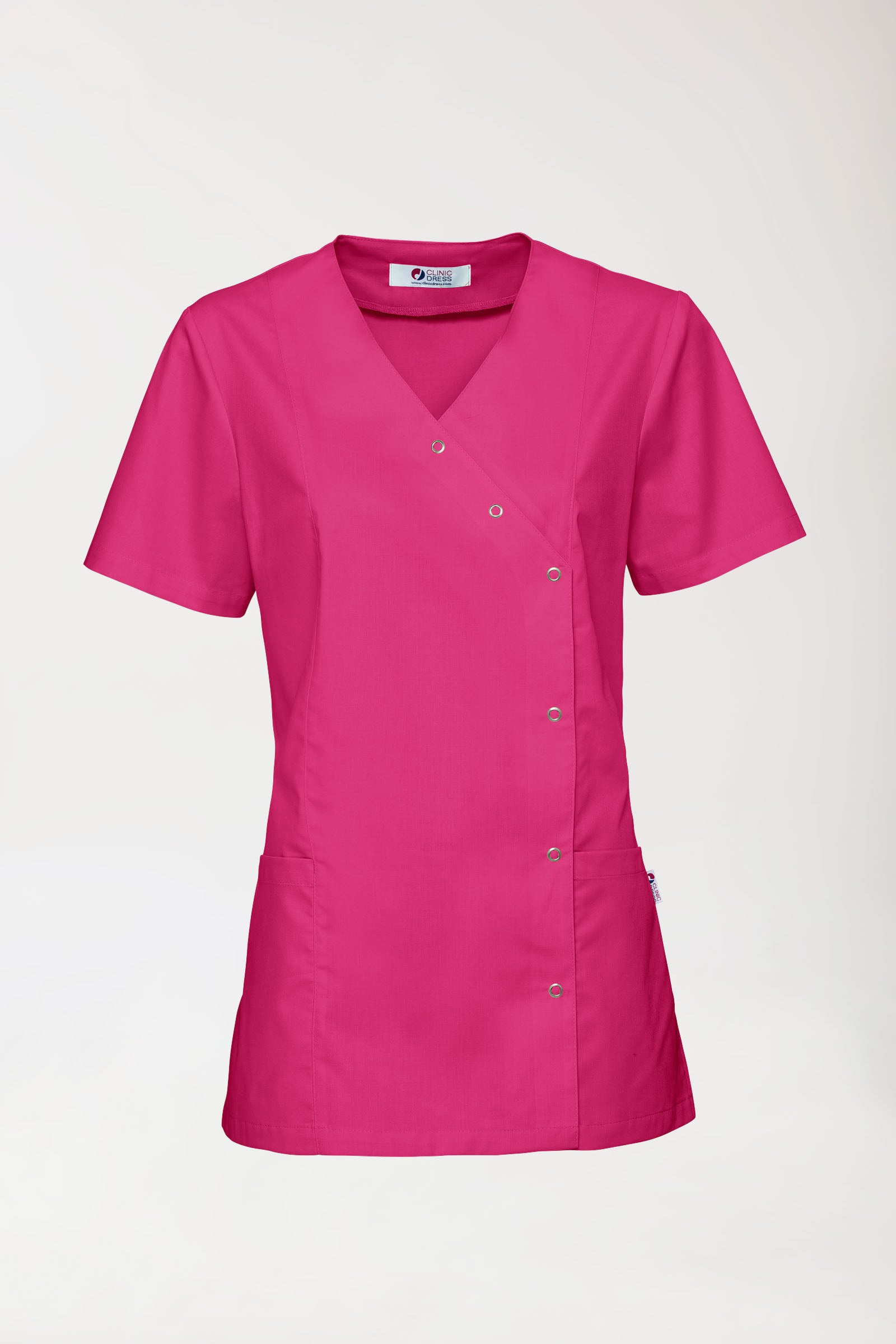 Stretch tuniek dames - met knoopluiting pink