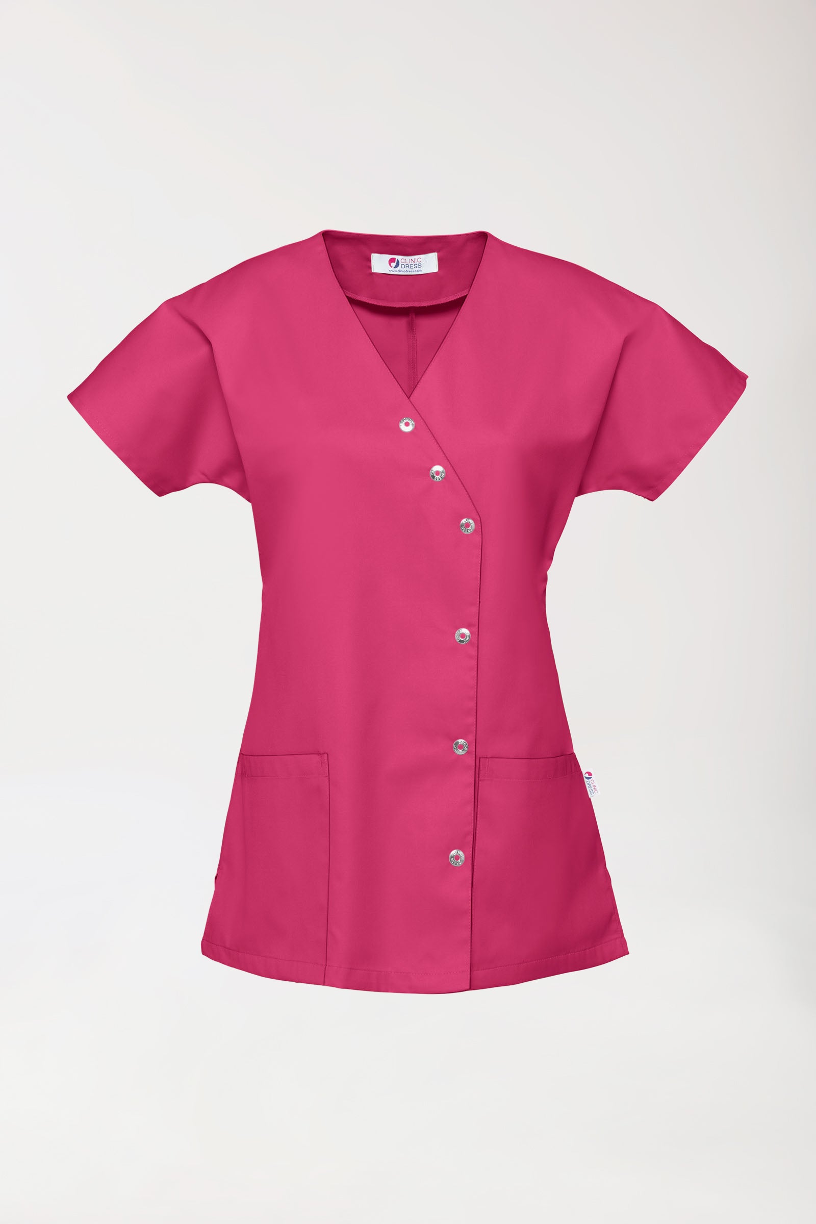 Beauty tuniek dames - asymmetrische knoopsluiting pink