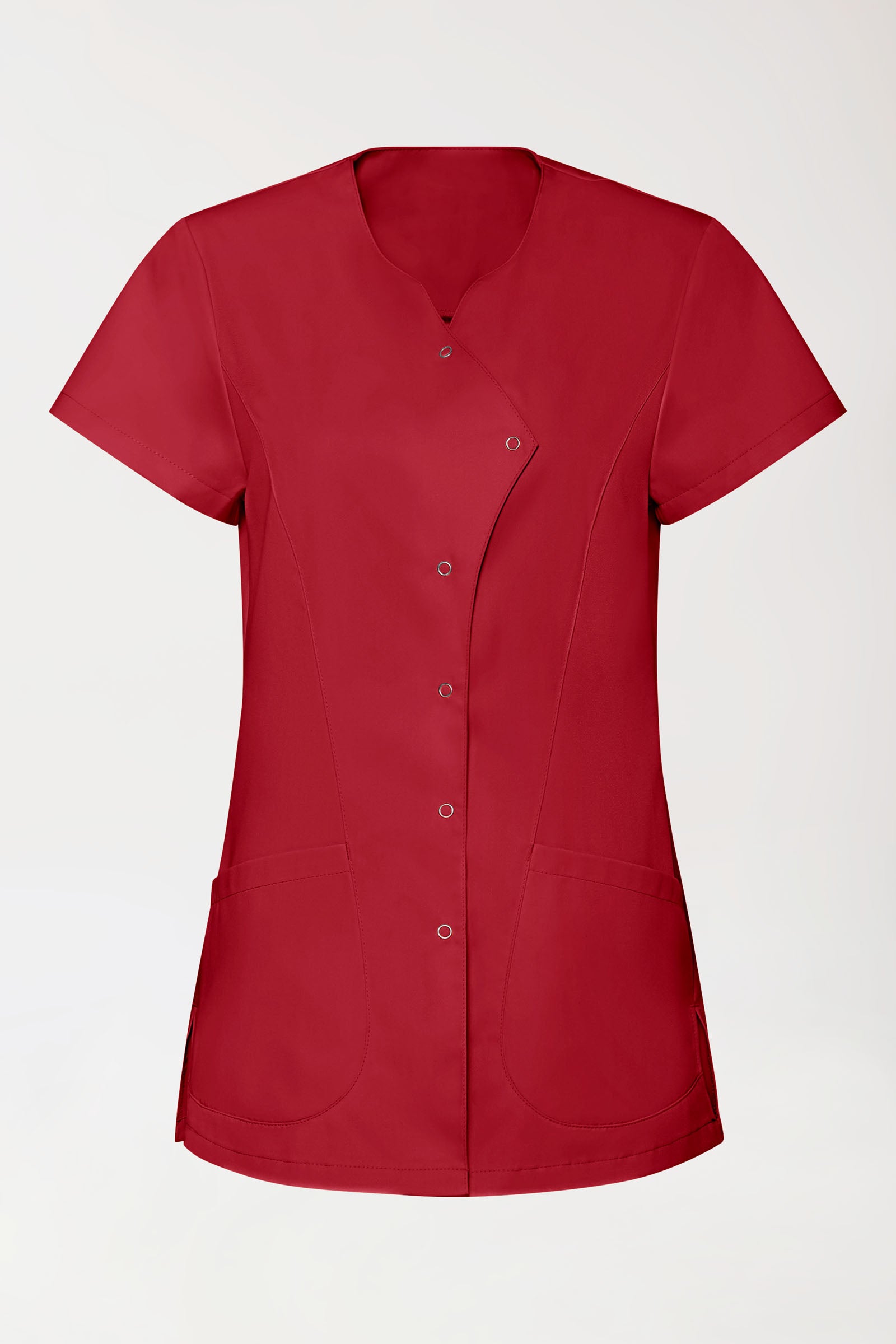 GREEN Stretch tuniek dames - asymetrische knoopsluiting rood, Voorzijde view