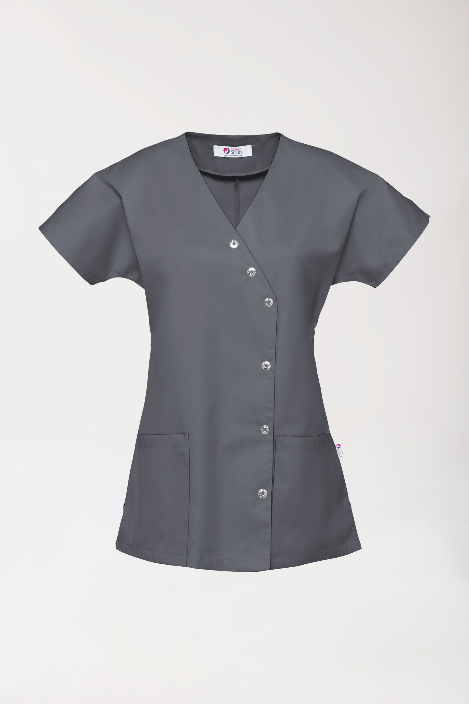 Beauty tuniek dames - asymmetrische knoopsluiting steengrijs