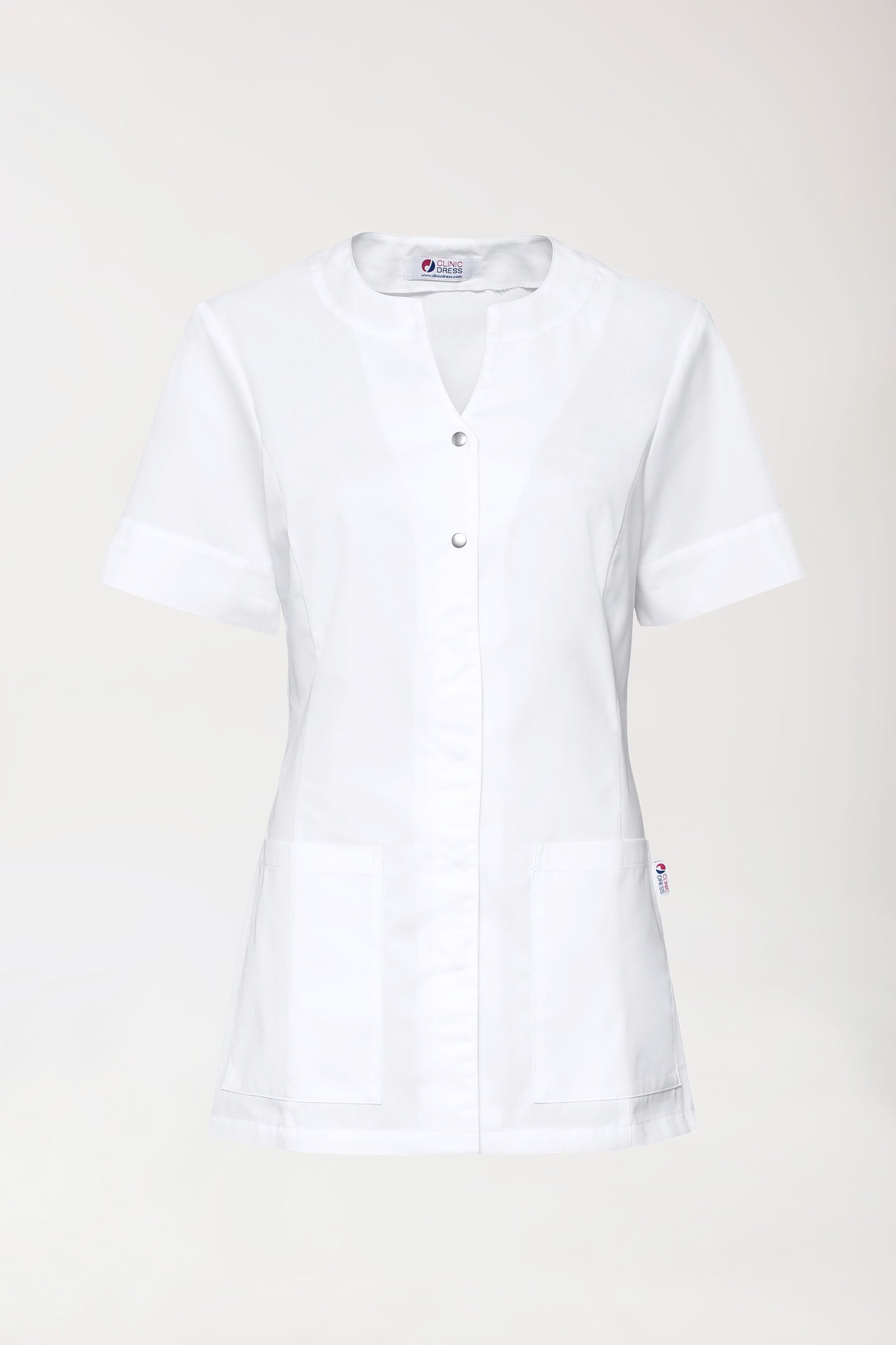 Beauty tuniek dames - bedekte knoopsluiting wit