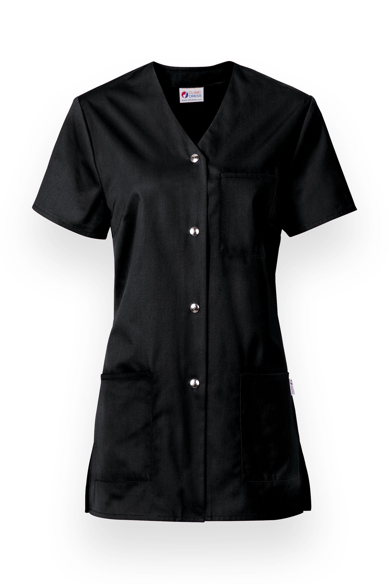 Beauty tuniek dames - met knoopsluiting zwart