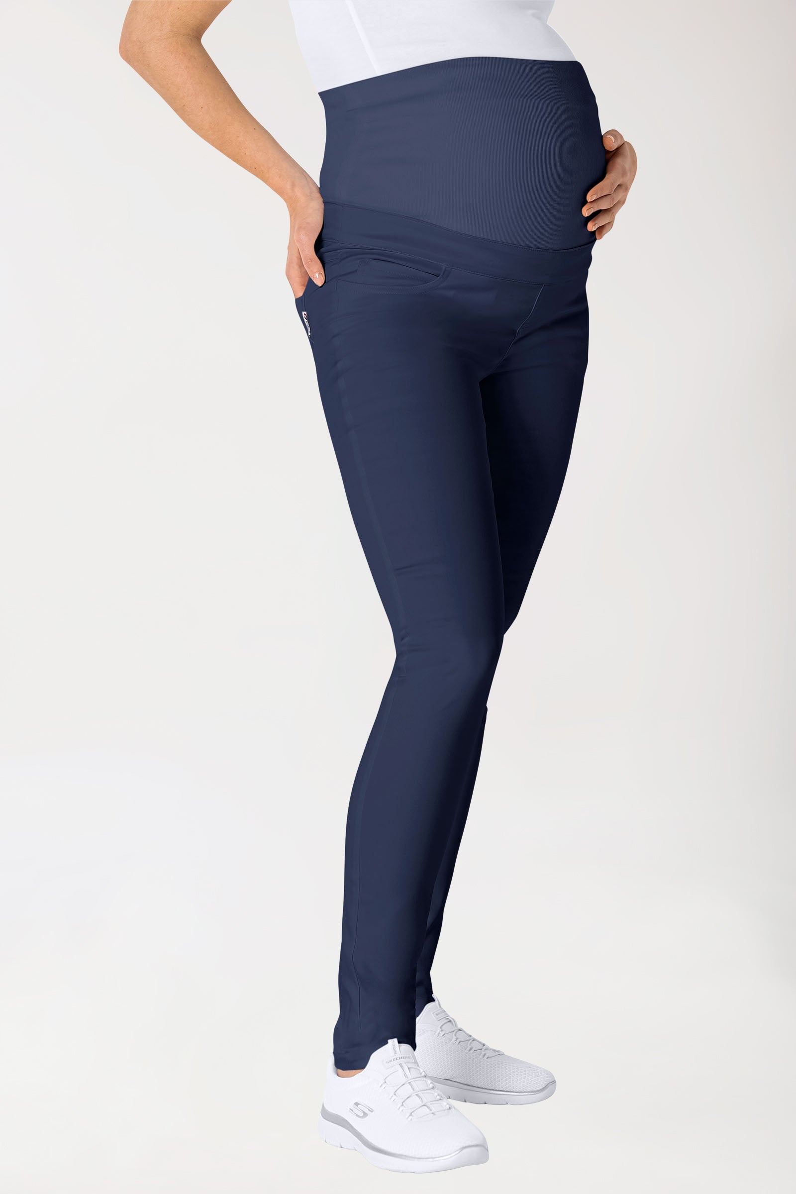 Comfort stretch zwangerschapsbroek - elastische gebreide tailleband navy