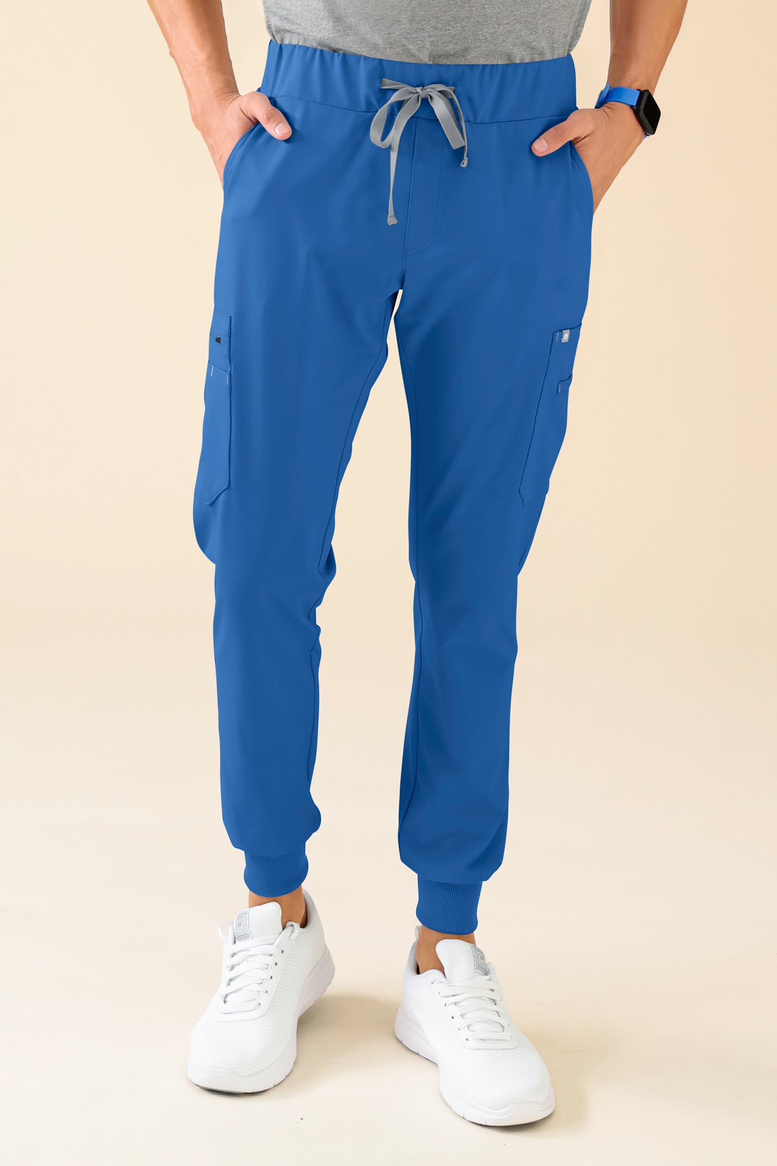 KAERE broek heren - zoom met elastische boord en beenzak blauw