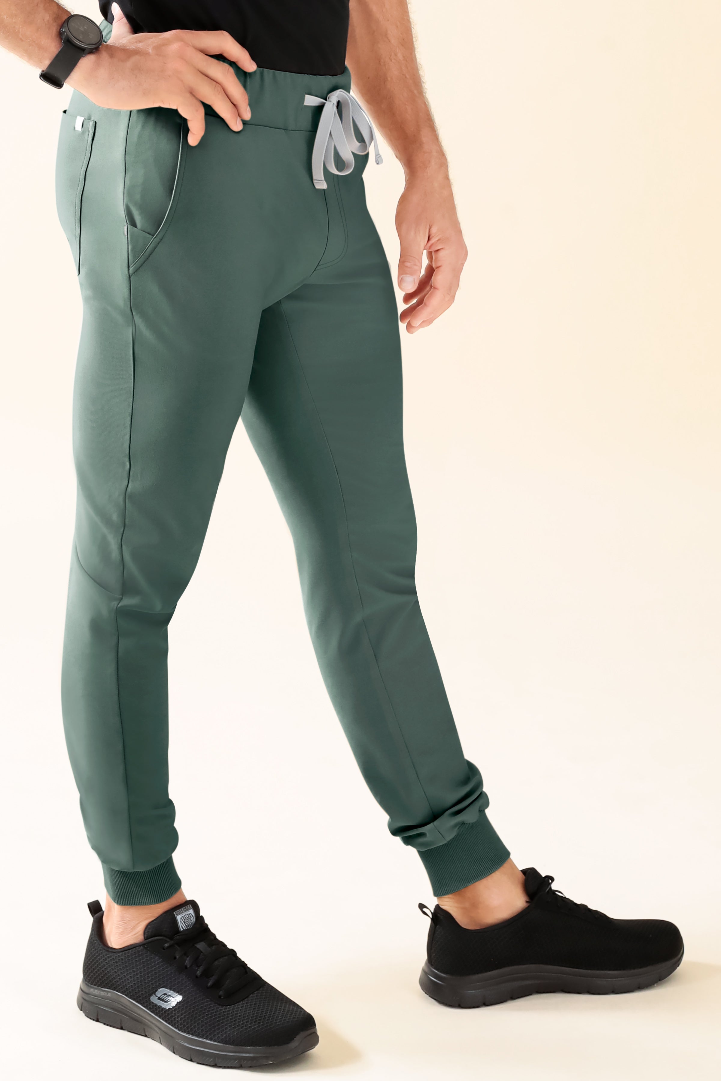 KAERE broek heren - zoom met elastische boord zonder beenzak donkergroen