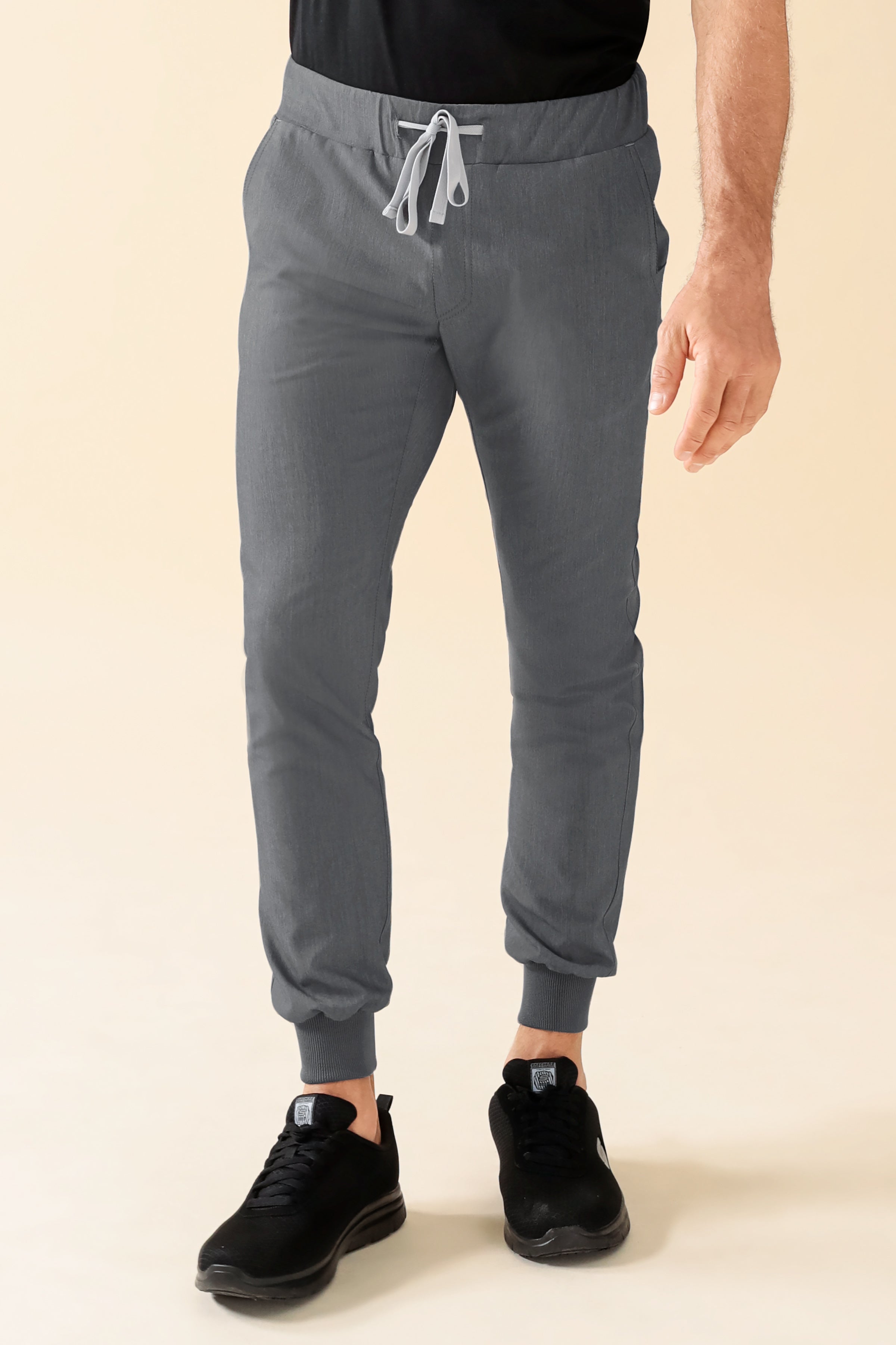 KAERE broek heren - zoom met elastische boord zonder beenzak grijs melange