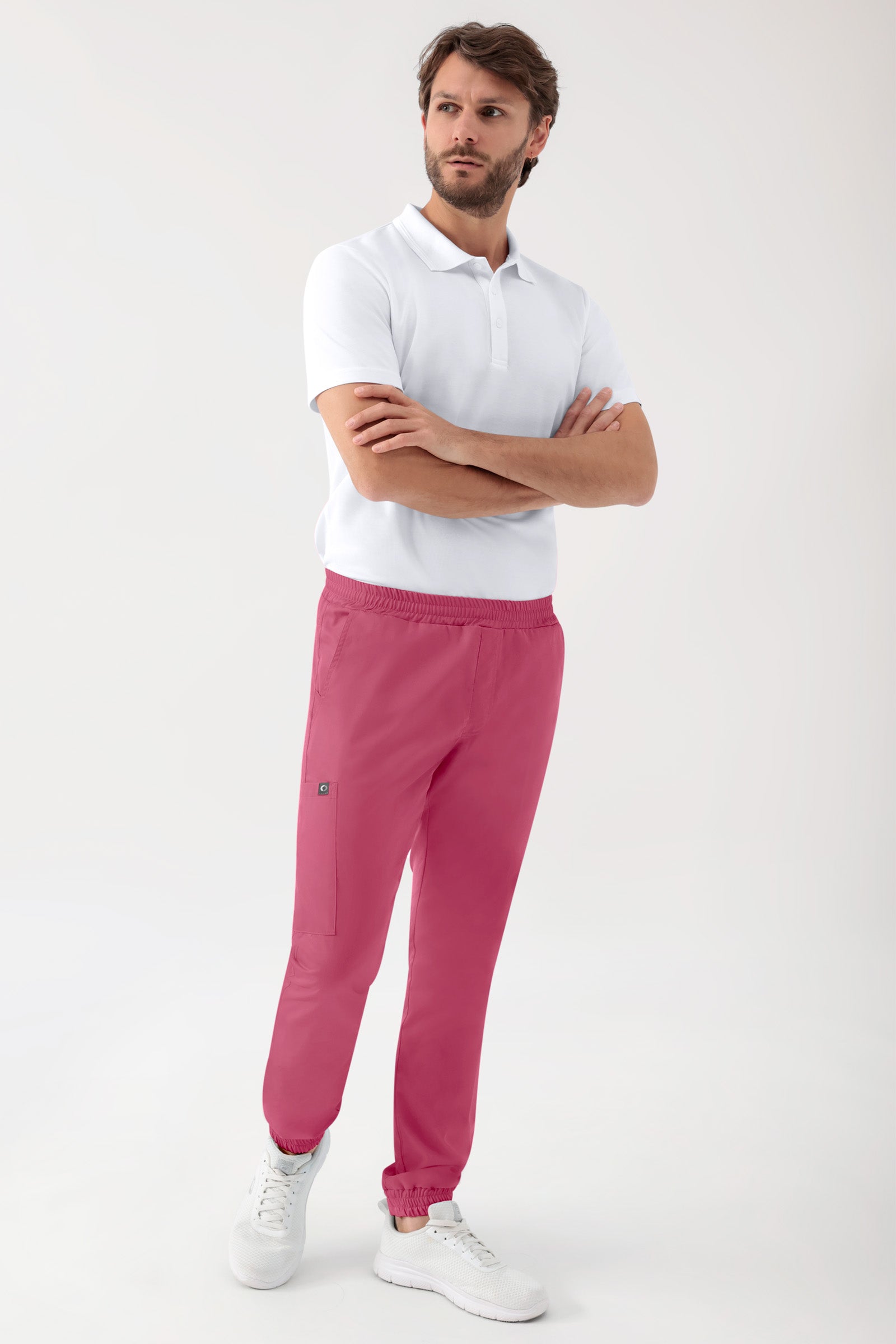 GREEN Stretch broek heren - joggingbroek style oud rose
