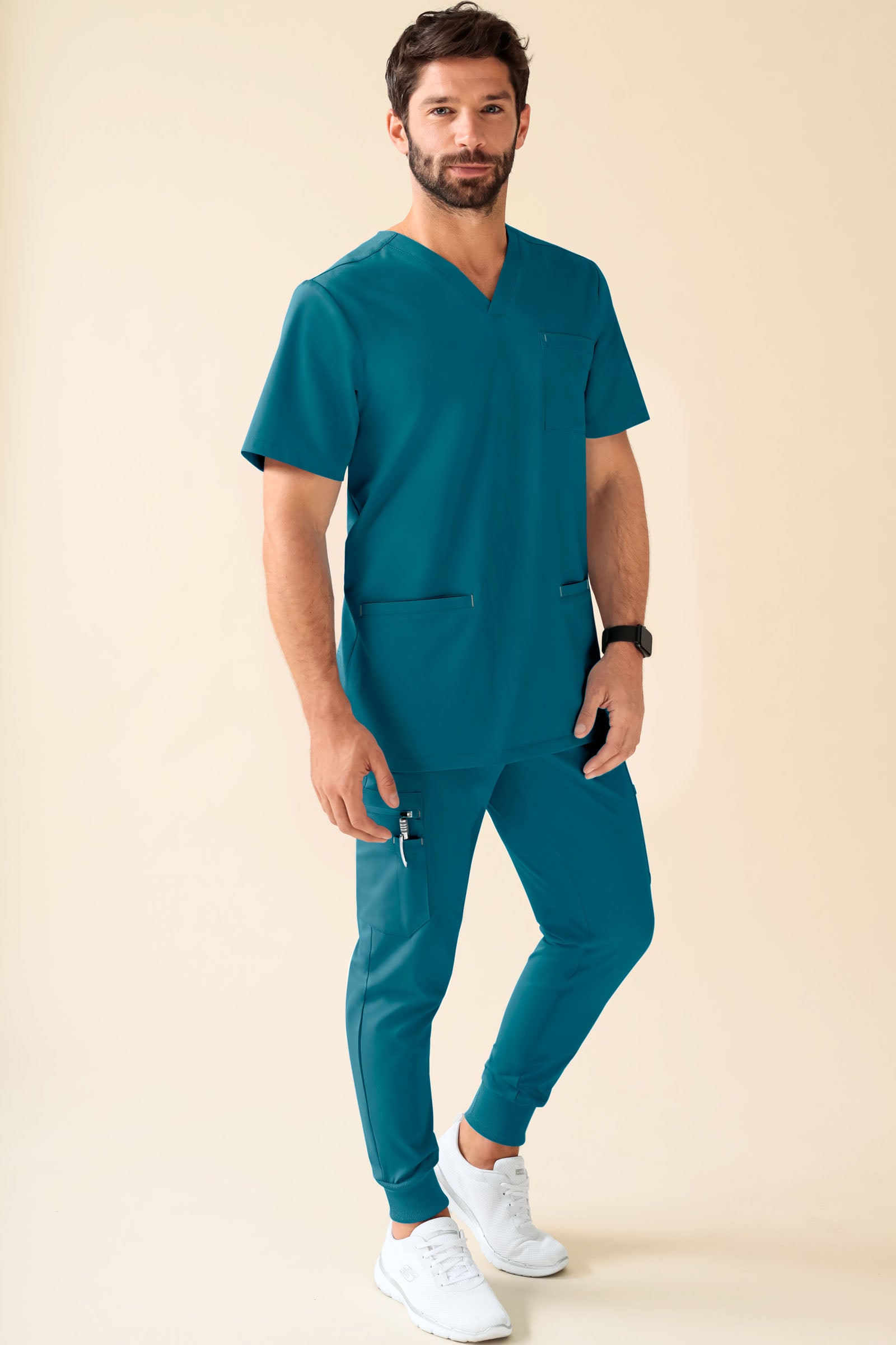 KAERE broek heren - zoom met elastische boord korte maat met beenzak petrol