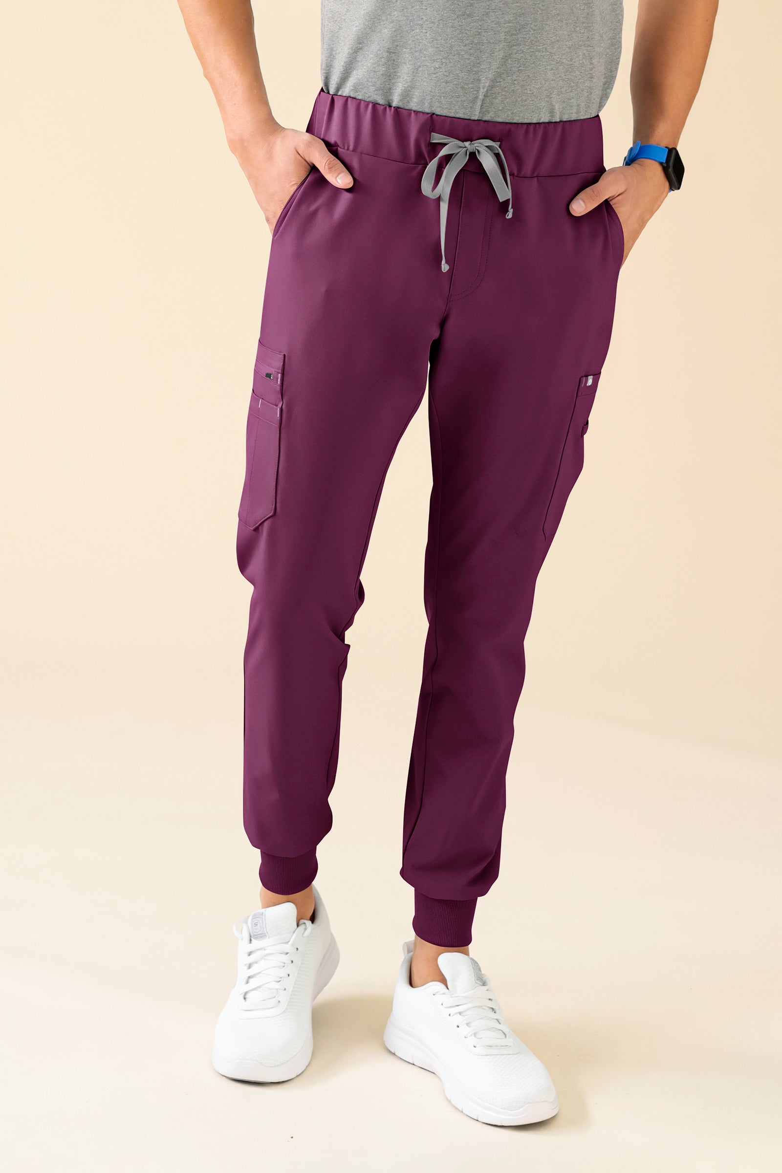 KAERE broek heren - zoom met elastische boord en beenzak pruimen