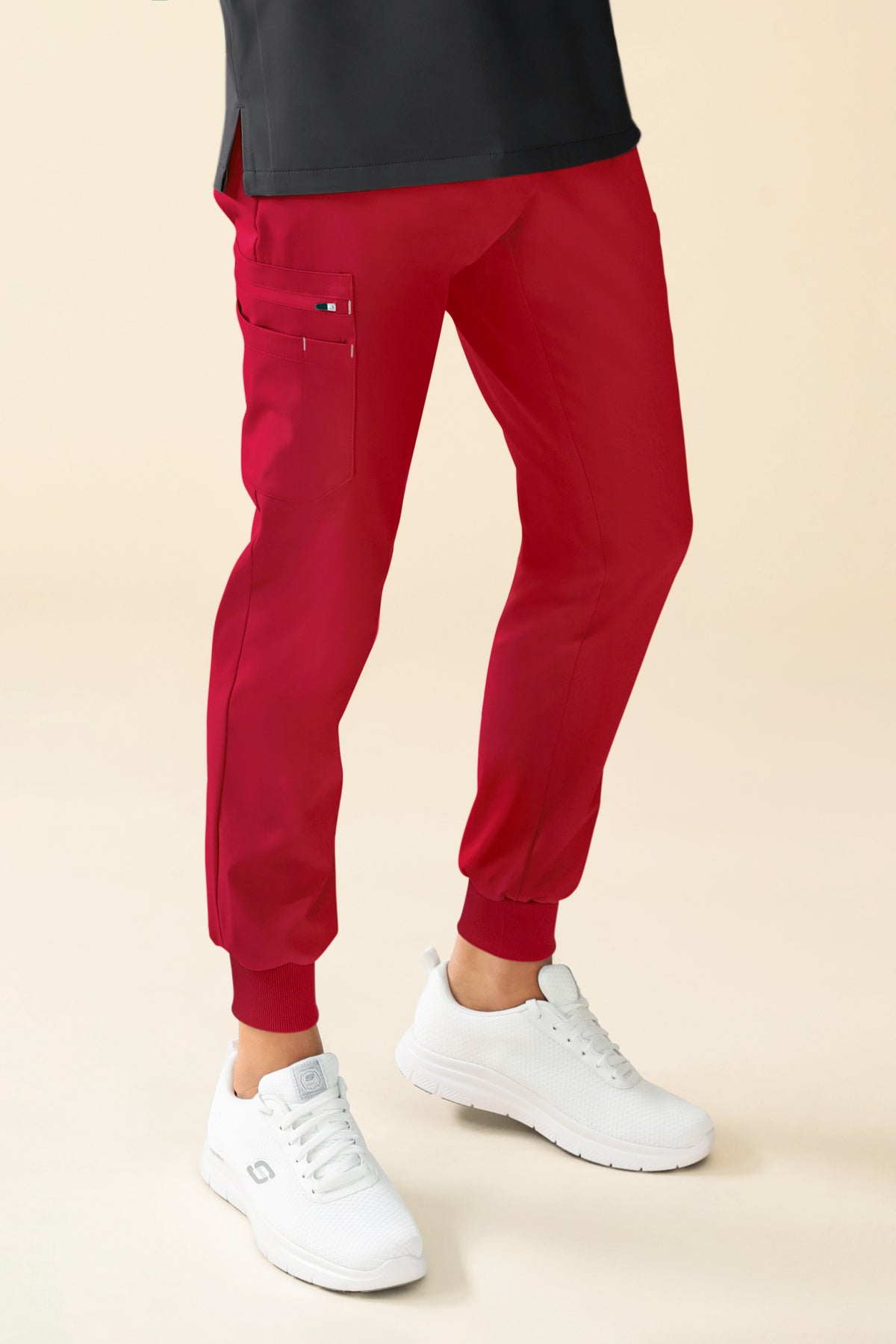 KAERE broek heren - zoom met elastische boord en beenzak rood, Voorzijde view