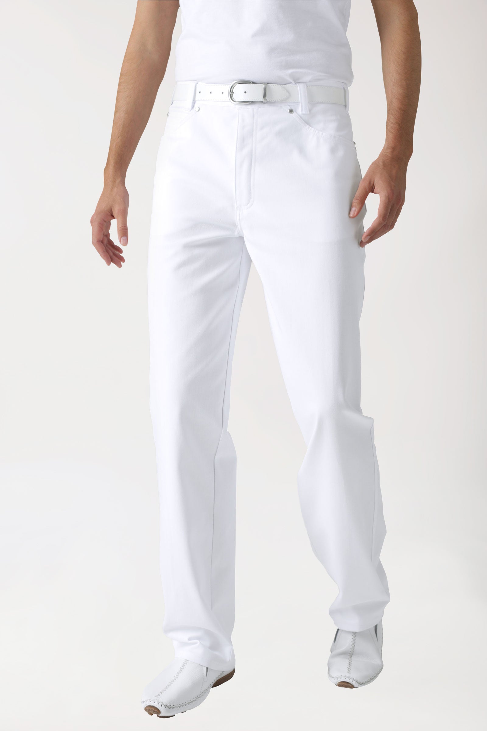 5-pocket broek heren - jeans look wit, Voorzijde view