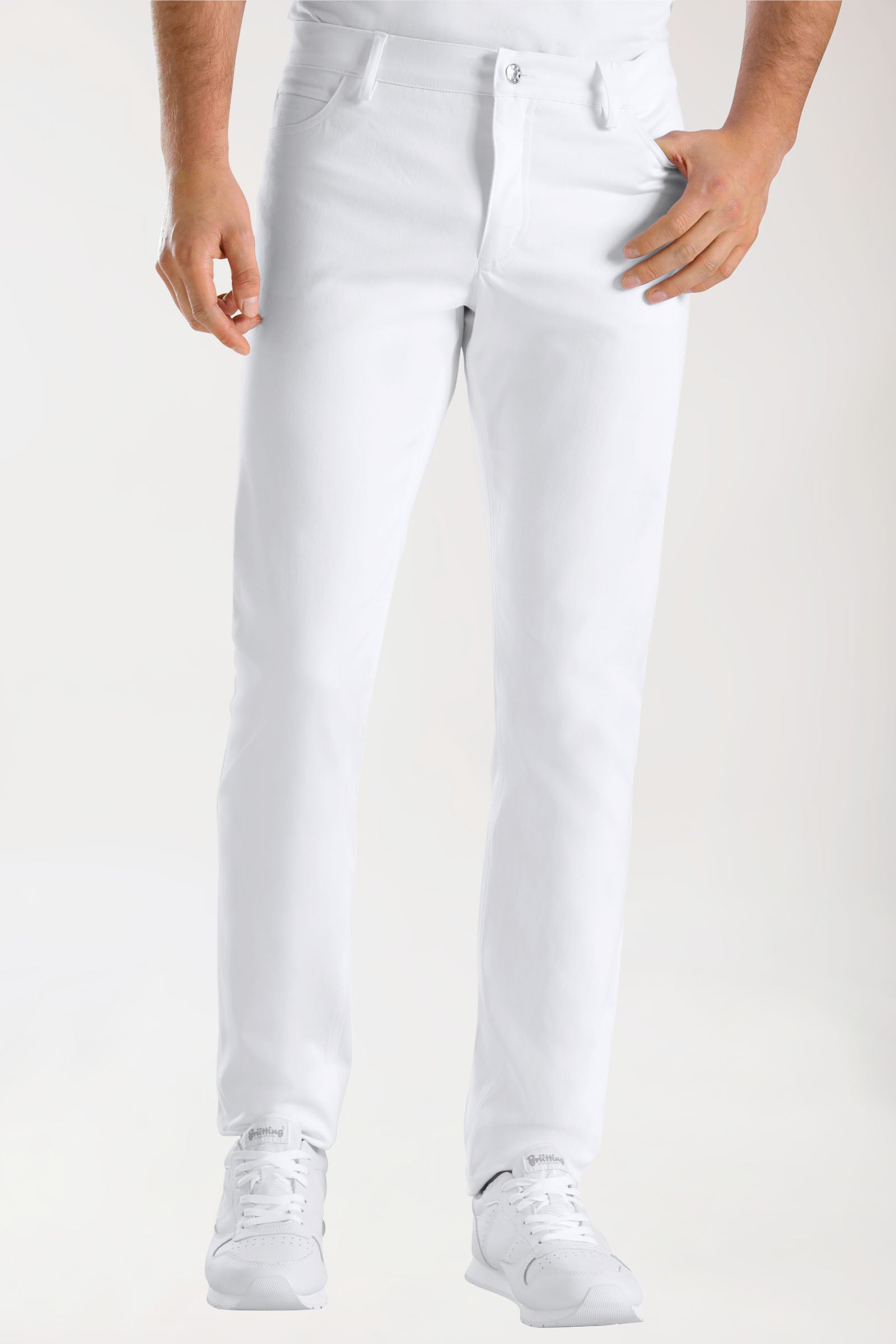 COMFY FLEX 5-pocket broek heren - slanke pijp wit