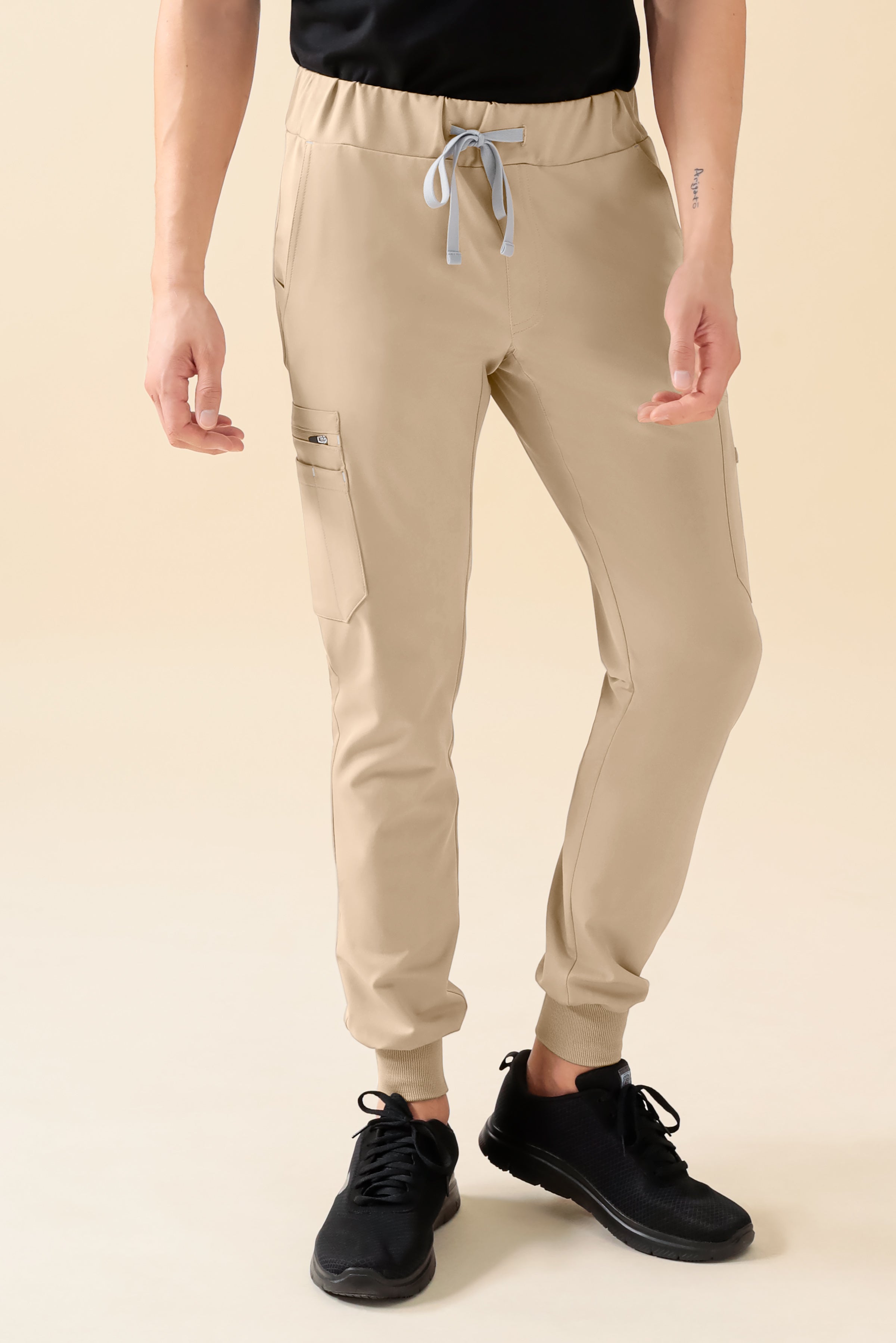 KAERE broek heren - zoom met elastische boord en beenzak zand